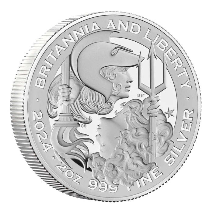 Britannia and Liberty 2024 UK 2oz Silver Proof Coin