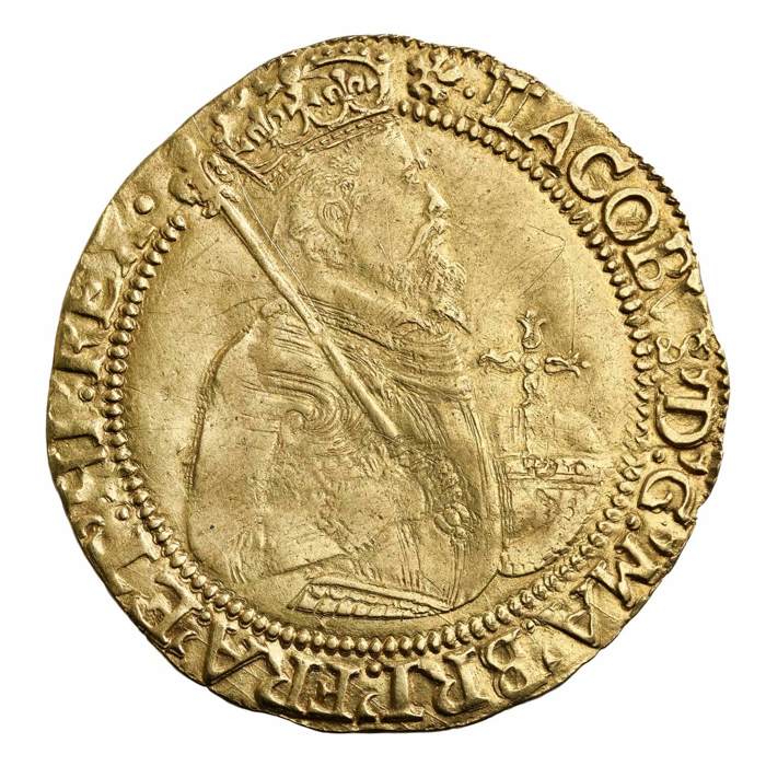 James I Gold Unite Cinquefoil Mint Mark 