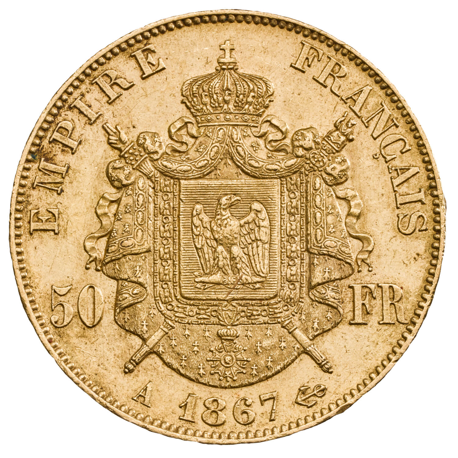 1852-1870 Napoleon III France, Gold 50 Francs OR, Second Empire 