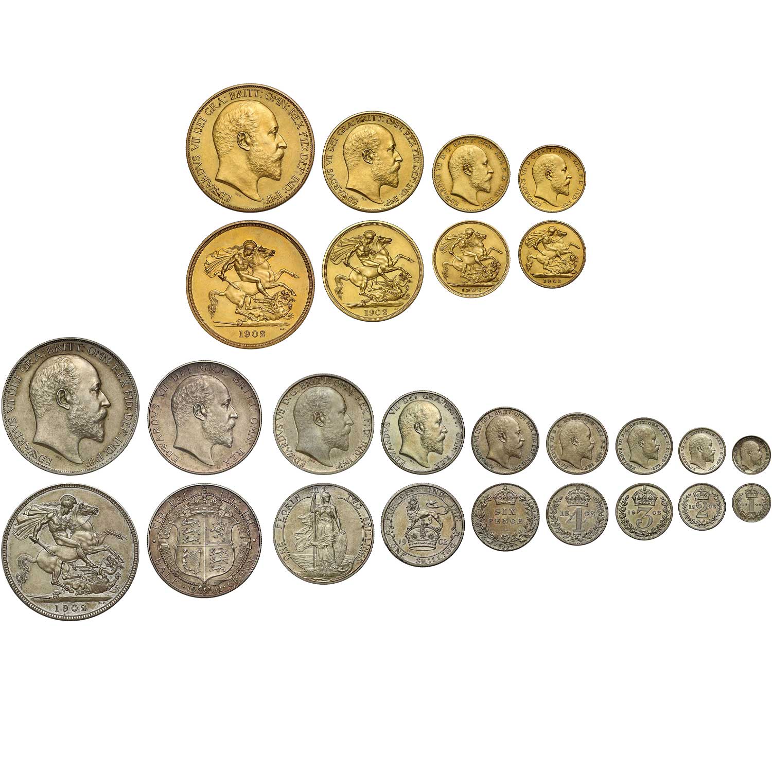 1902 Edward VII Matt Long Gold 'Coronation' Proof Set 