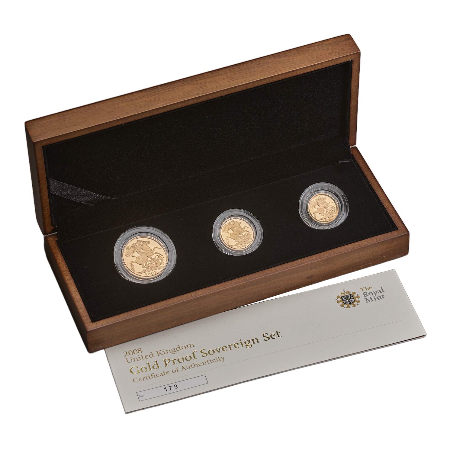 2008 Elizabeth II 3-Coin Gold Proof Sovereign Set