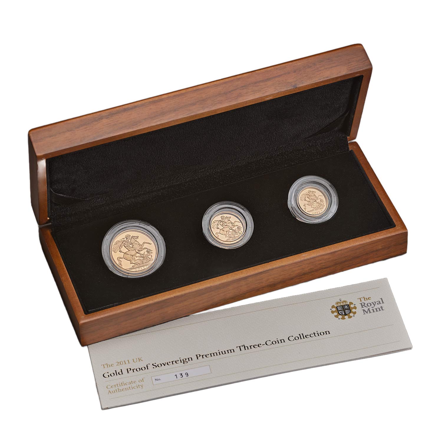 2011 Elizabeth II 3-coin Premium Gold Proof Sovereign Set