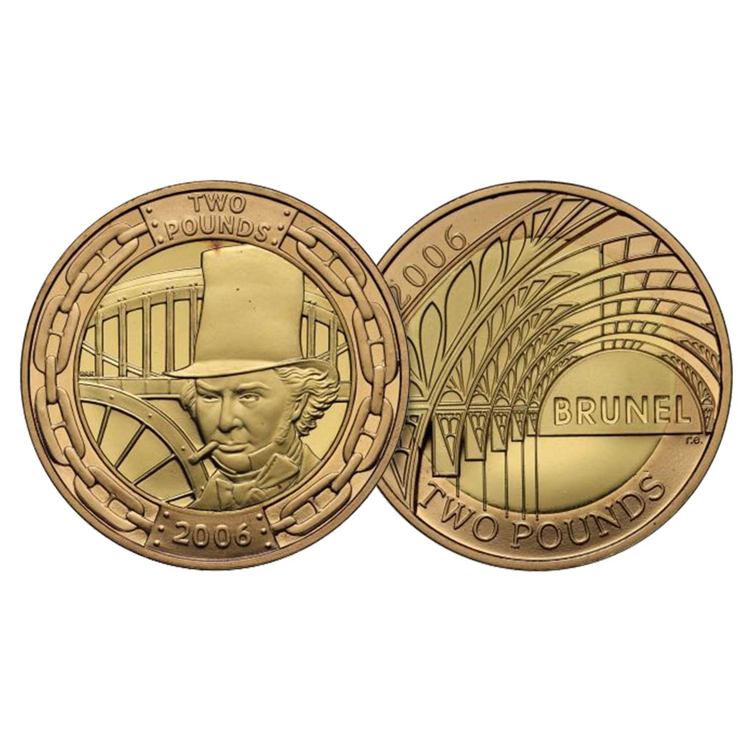 2006 Elizabeth II 200th Anniversary of the Birth of Isambard Kingdom Brunel Gold 2-Coin £2 Proof Set