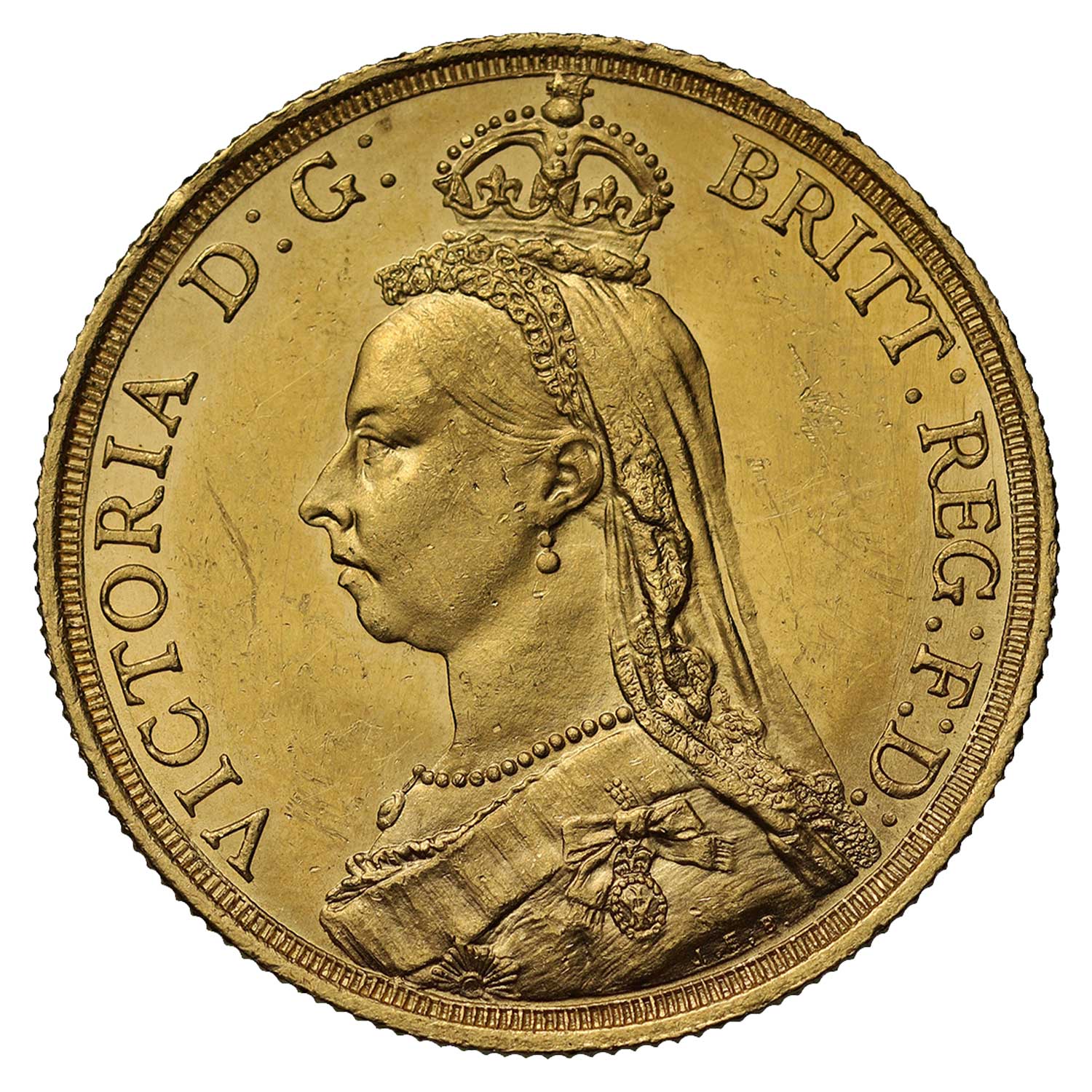 1887 Victoria Gold Two Pounds (Double) Sovereign - Tall-Date Type