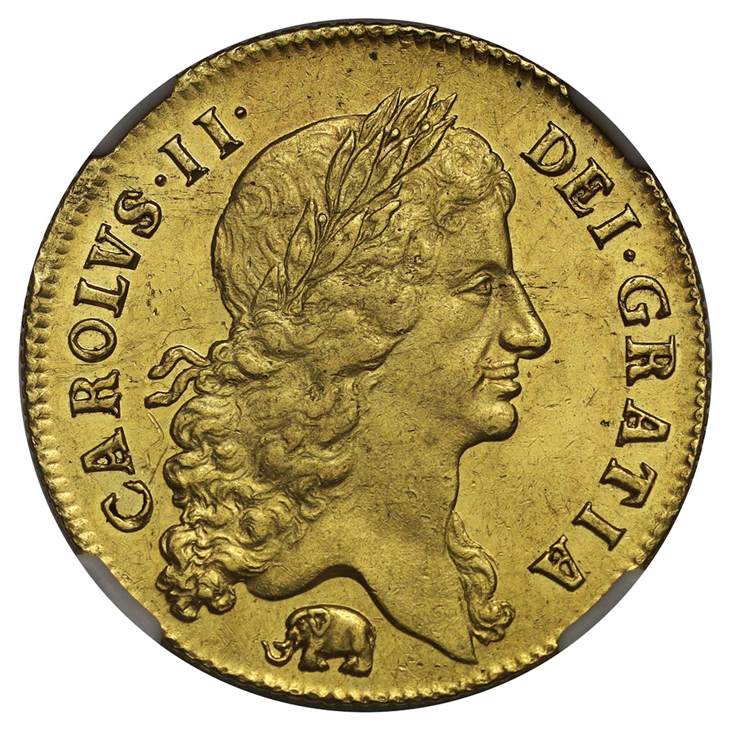 1664 Charles II Gold Two Guineas, Elephant Mint Mark