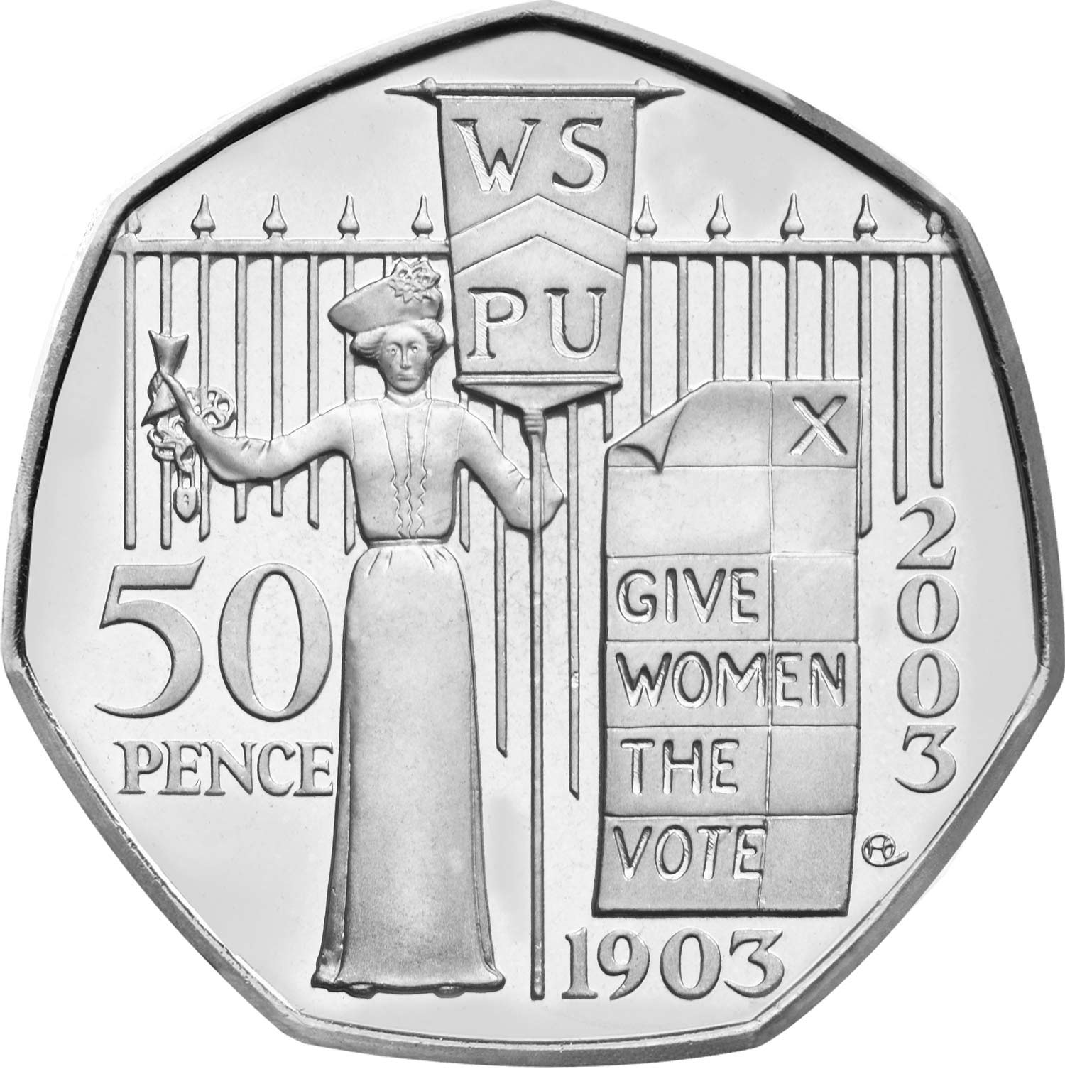 2003 Elizabeth II 'The 100th Anniversary of the Formation of the Women's Social and Political Union' 50p Coin