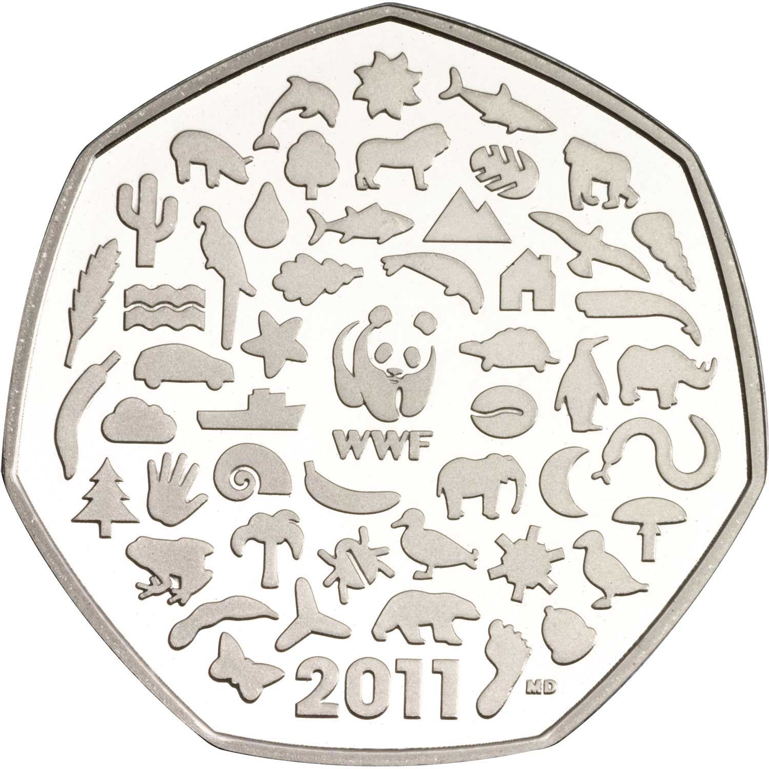 2011 Elizabeth II 'Celebrating 50 Years of the Work of WWF' 50p Coin