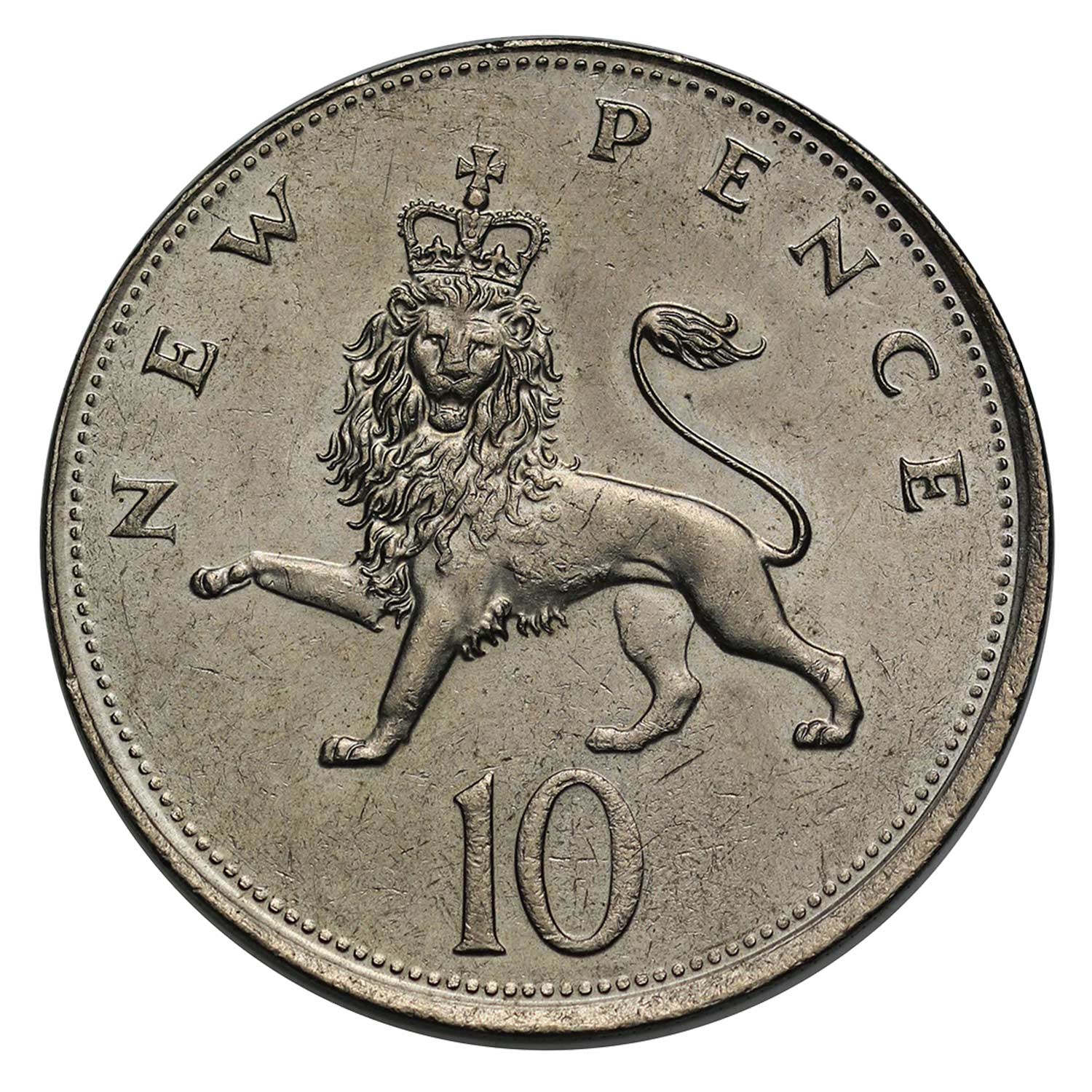 1980 Elizabeth II Ten Pence Mis-Strike on an 8g Nickel Flan 