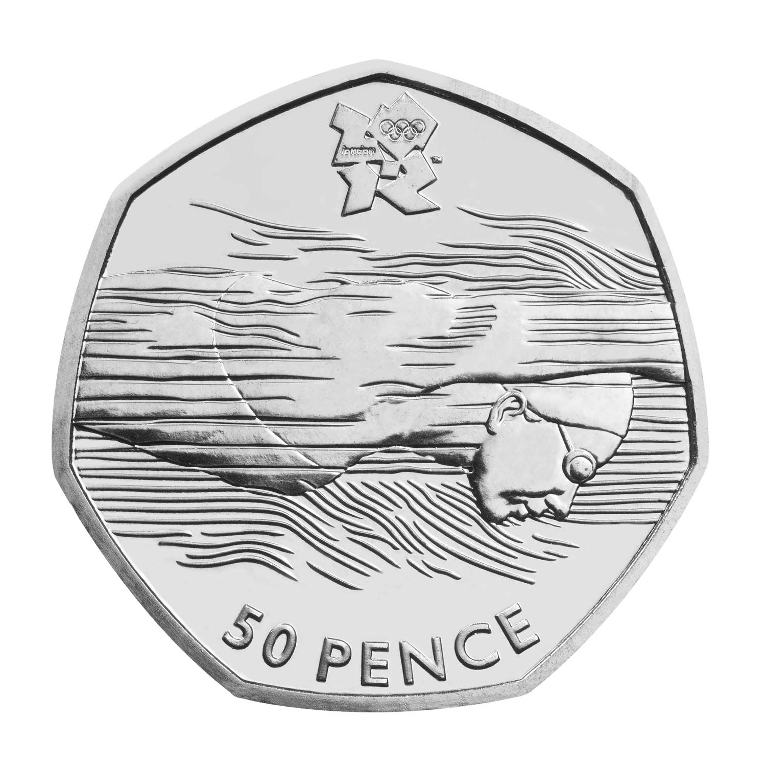 2011 Elizabeth II London Olympic Aquatics 50p Coin