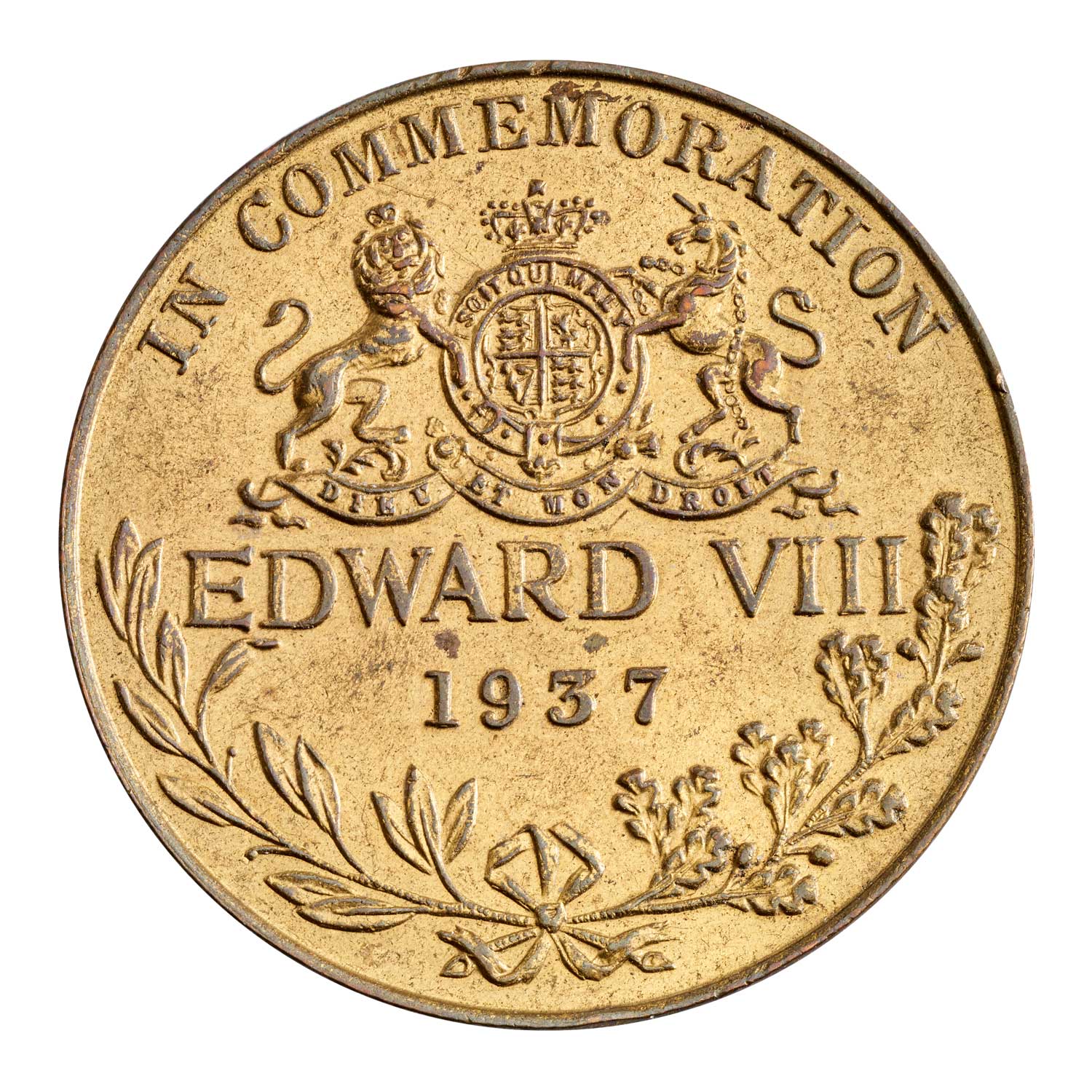 1937 Edward VIII Coronation, Gilt Bronze Medal
