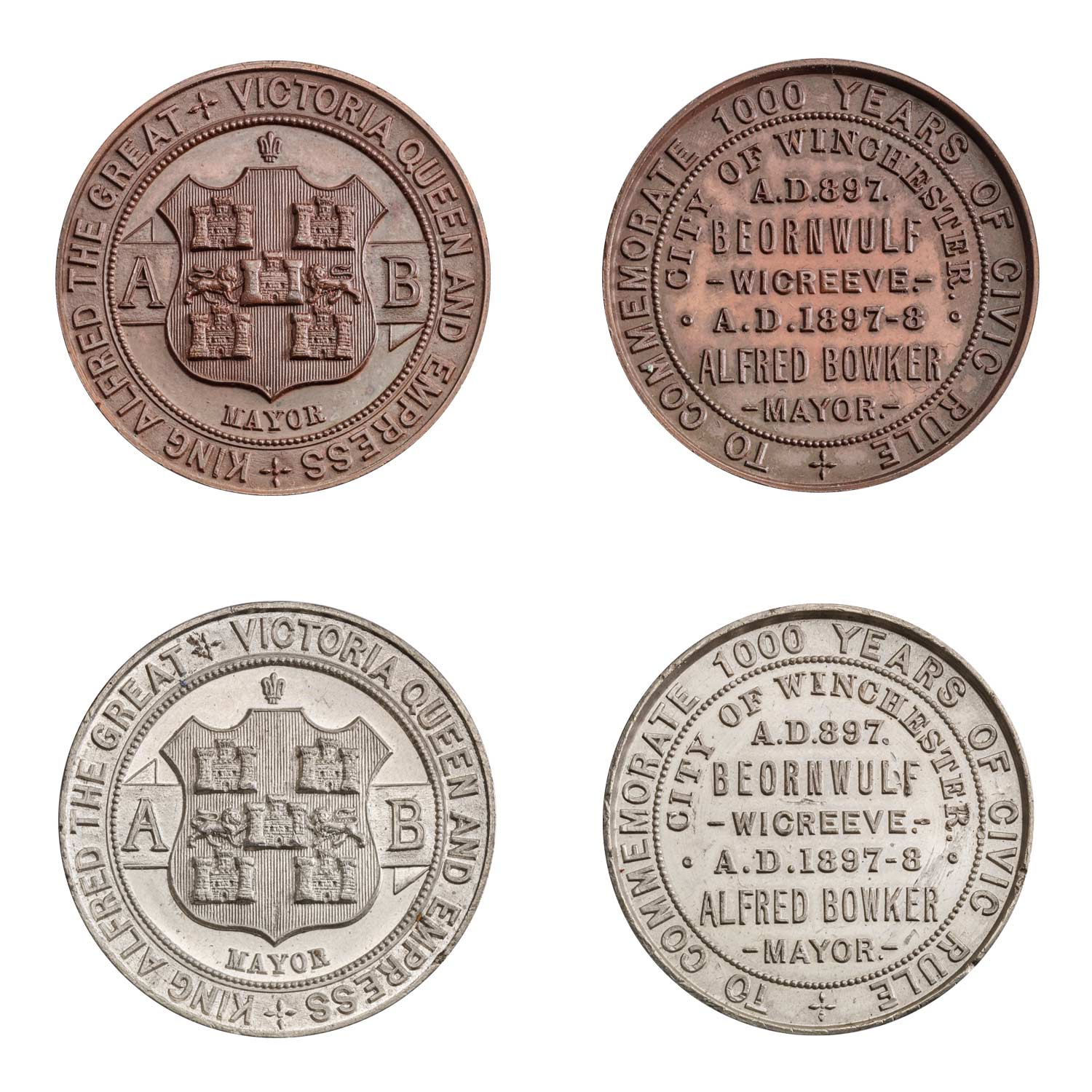 Queen Victoria and King Alfred Jubilee Bronze & White Metal Medals