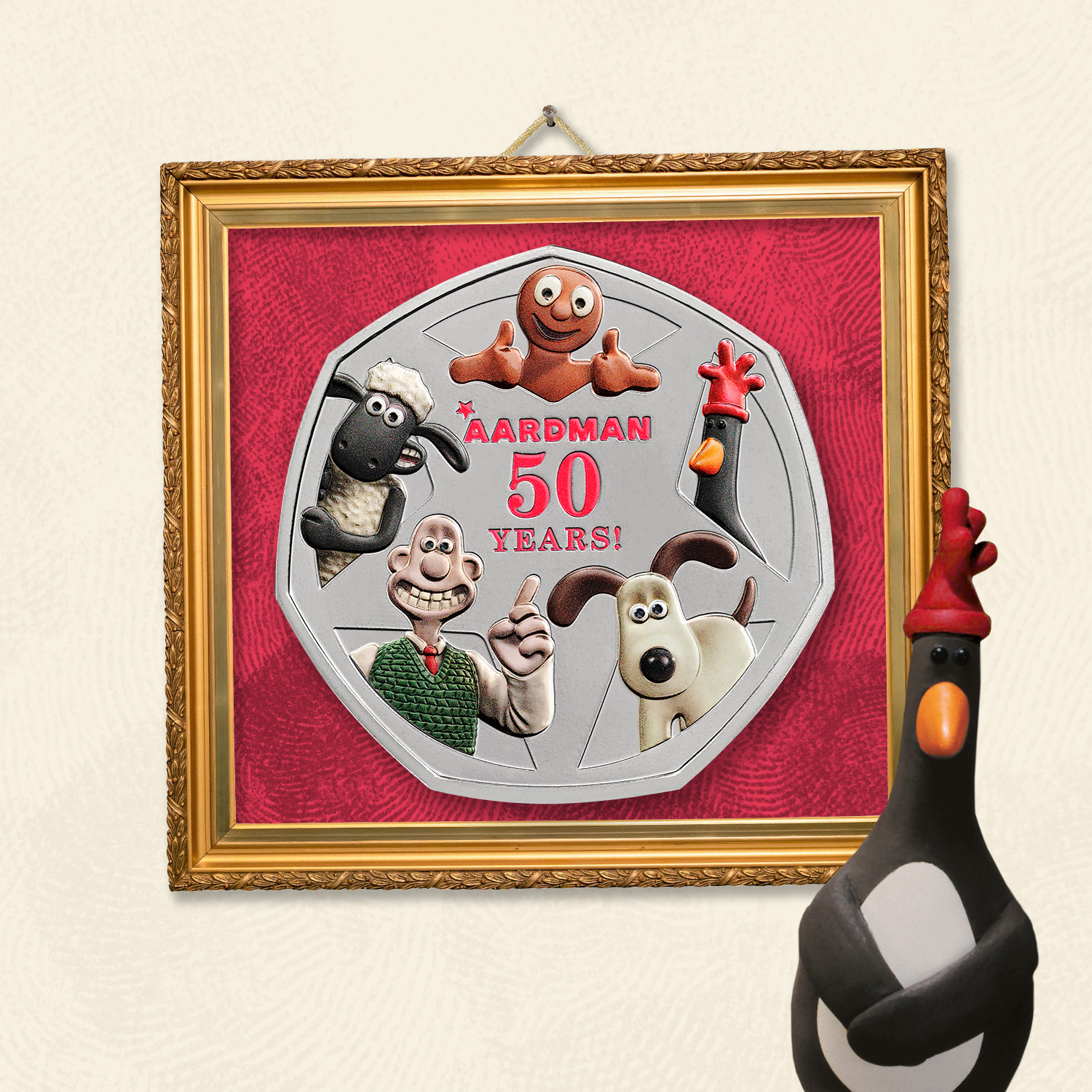 50 Years of Aardman 2026 UK 50p Brilliant Uncirculated Colour Coin