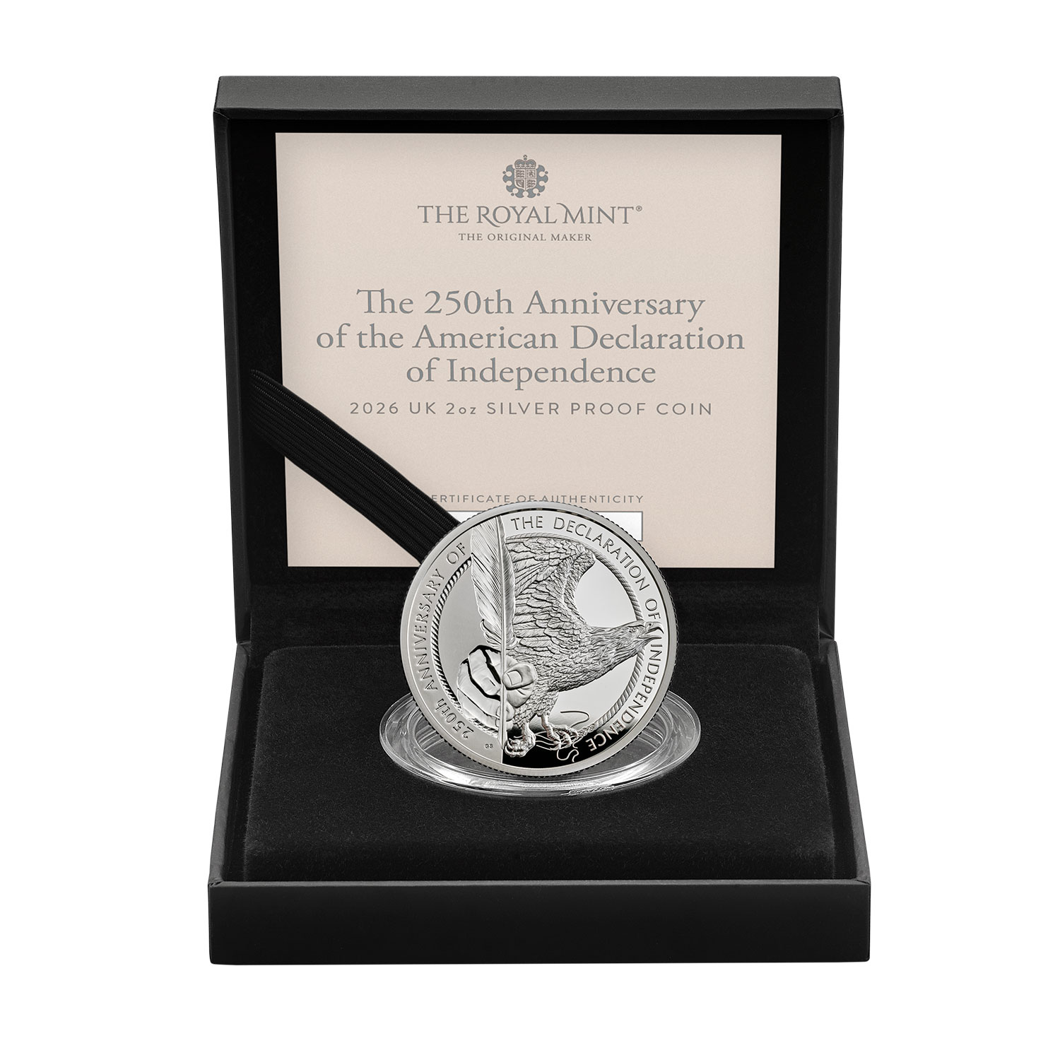 The 250th Anniversary of the American Declaration of Independence 2026 UK 2oz Silver Proof Coin 