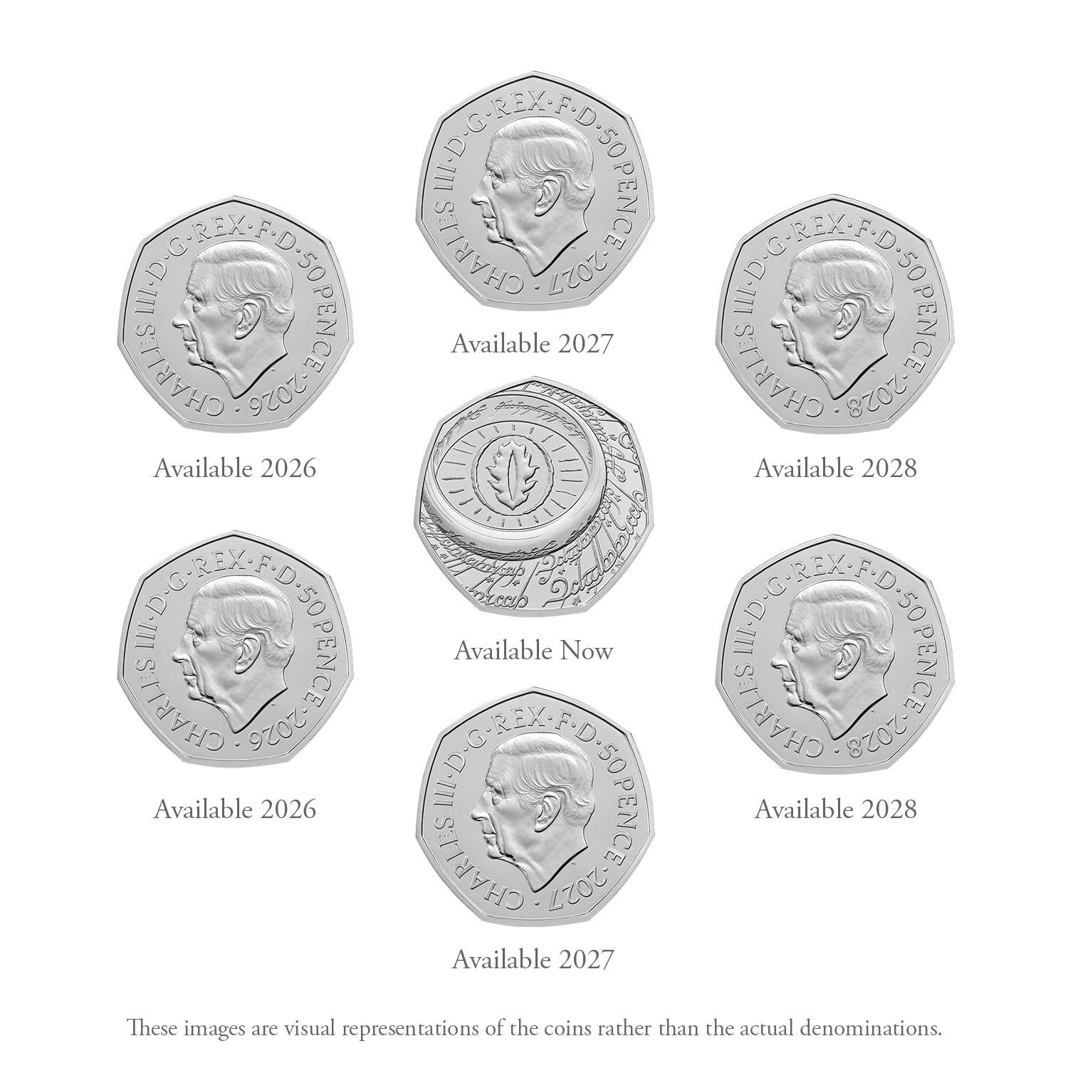 The Lord of the Rings 2026 UK 50p Brilliant Uncirculated Seven-Coin Collection