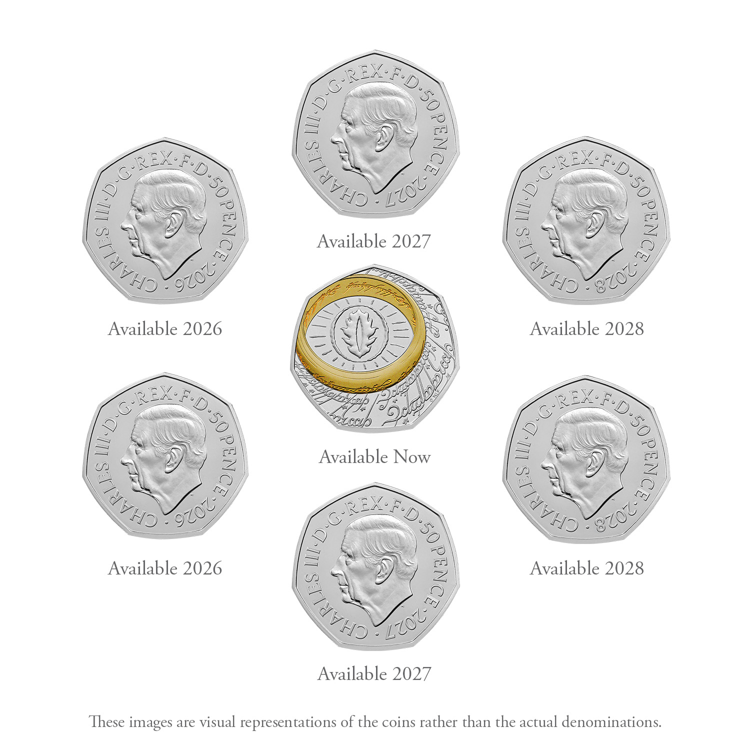 The Lord of the Rings 2026 UK 50p Brilliant Uncirculated Colour Seven-Coin Collection