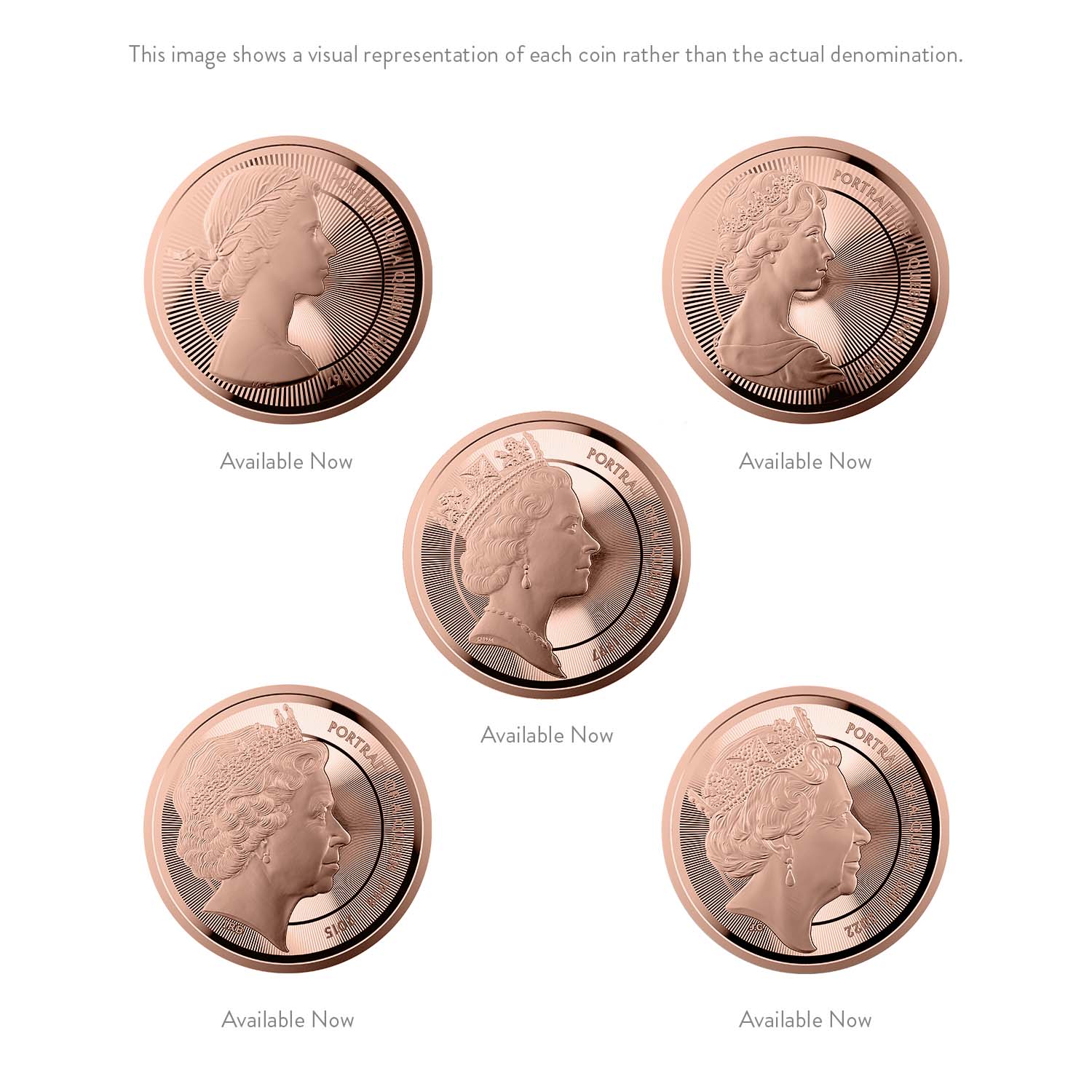 Portraits of a Queen – Elizabeth II 2026 UK £5 Gold Proof Five-Coin Collection 