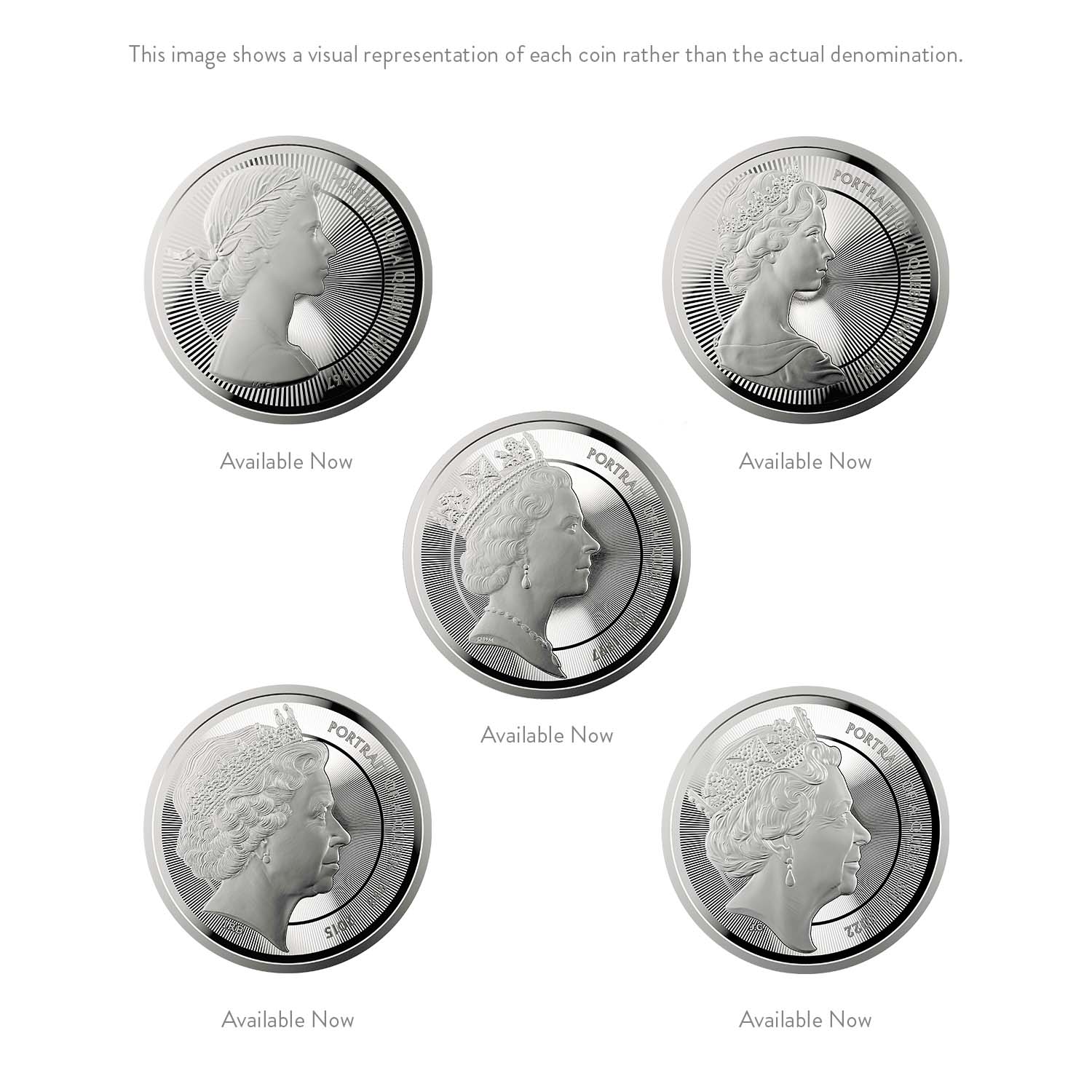Portraits of a Queen – Elizabeth II 2026 UK £5 Silver Proof Five-Coin Collection 