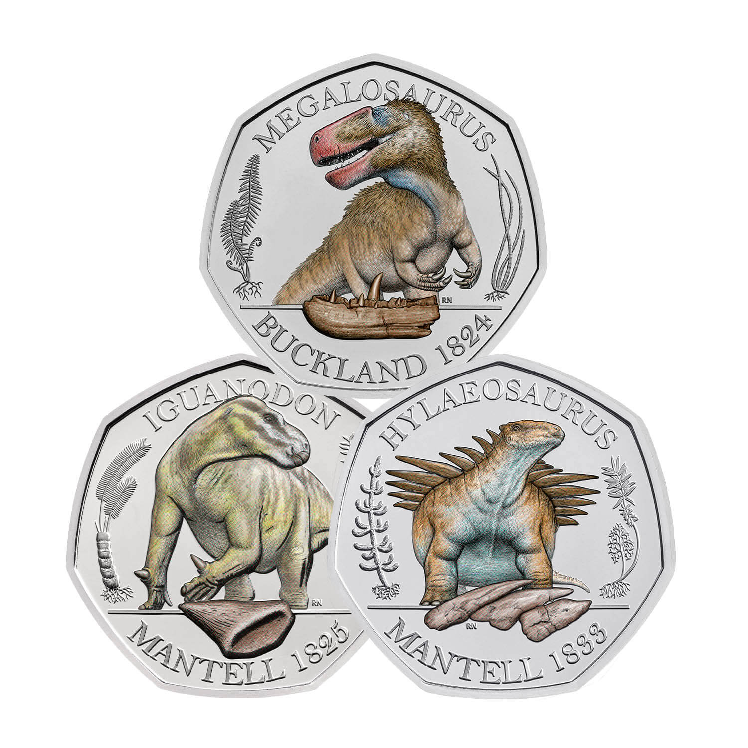 Dinosauria Collection 2020 50p BU Colour - 3 Coin Series
