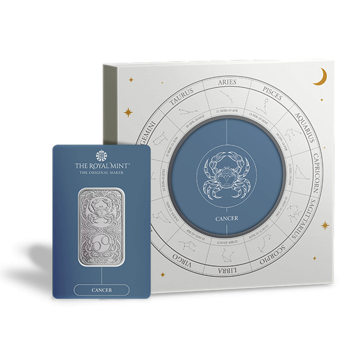 Zodiac Cancer 1oz Silver Bullion Minted Bar With Gift Box