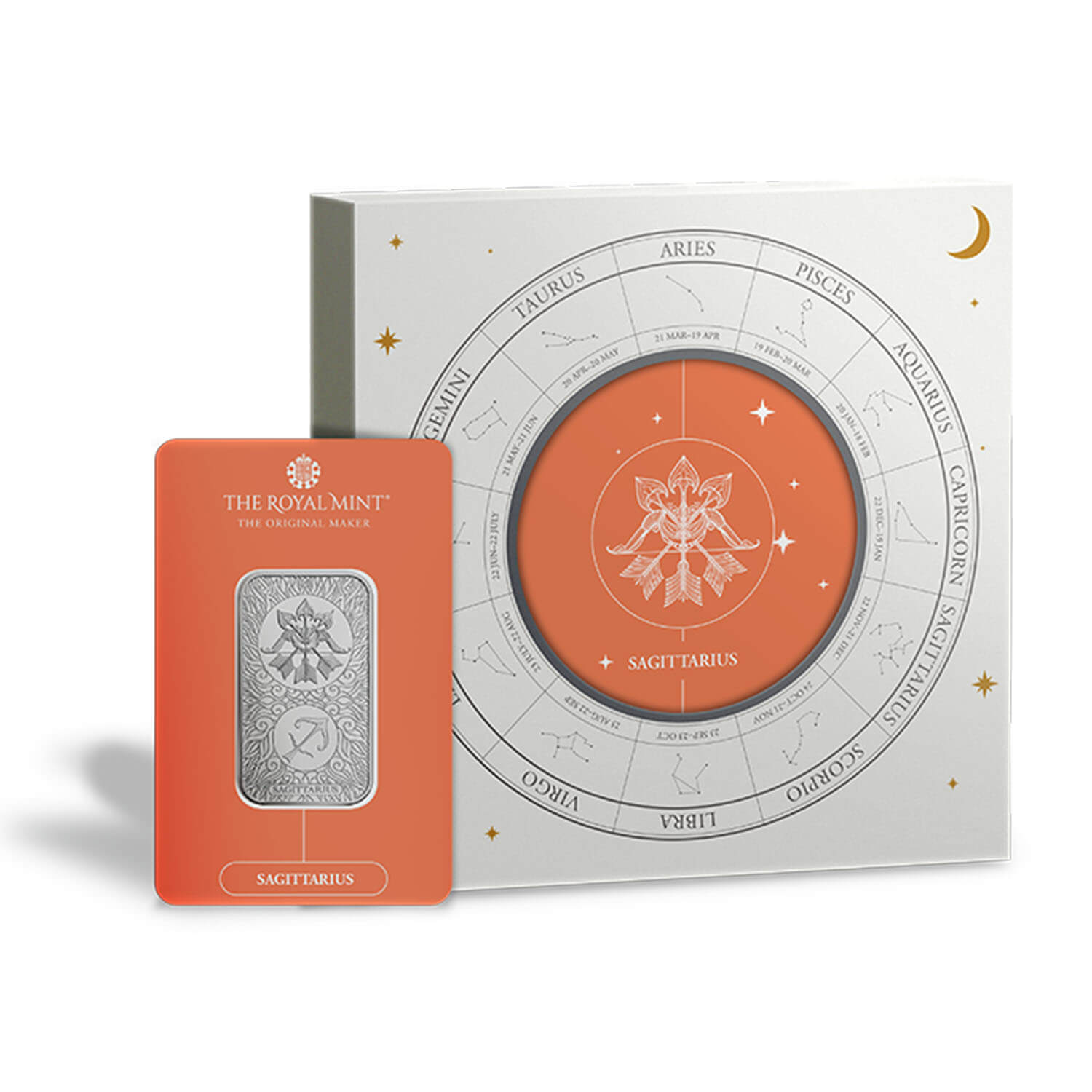 Zodiac Sagittarius 1oz Silver Bullion Minted Bar With Gift Box