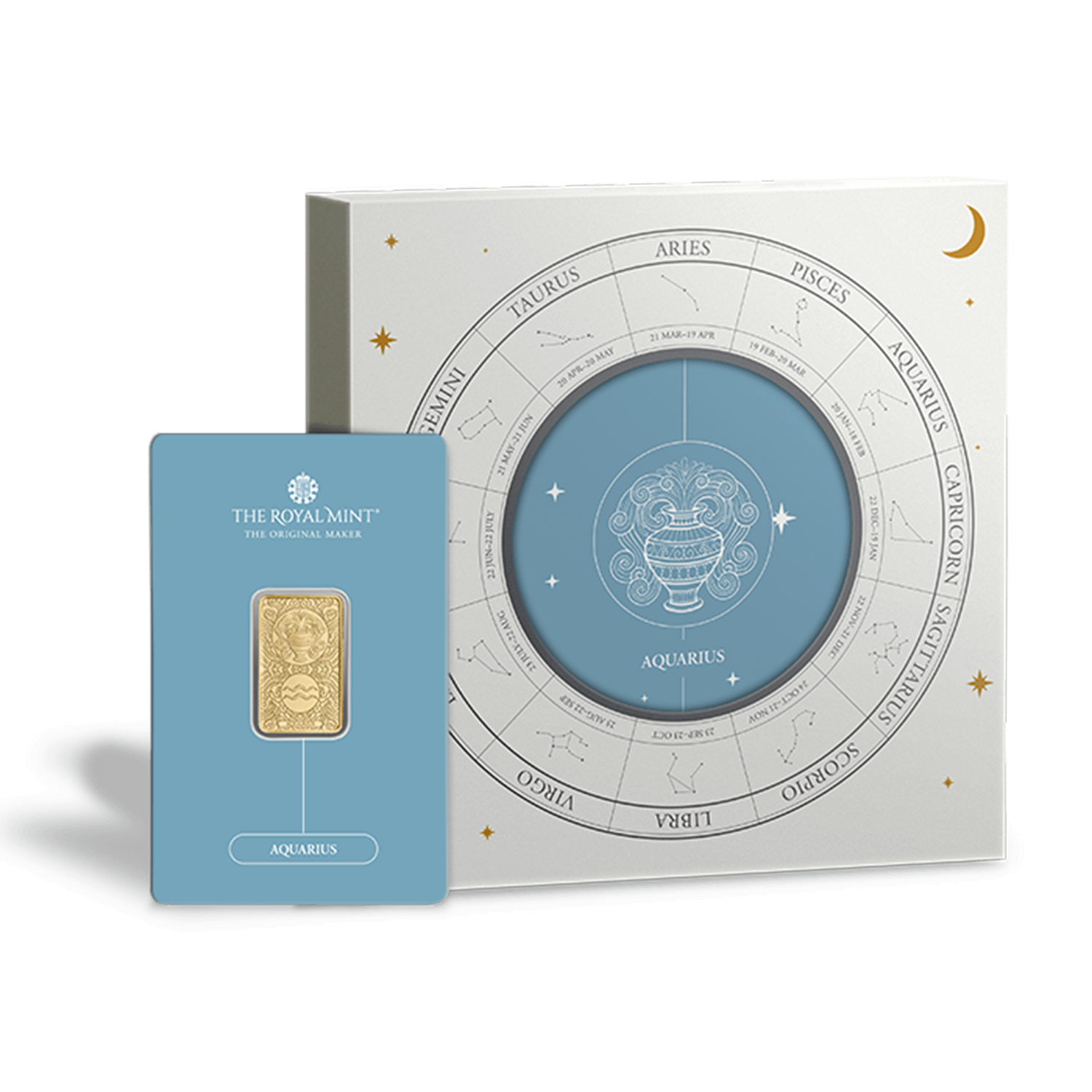 Zodiac Aquarius 5g Gold Bullion Minted Bar With Gift Box