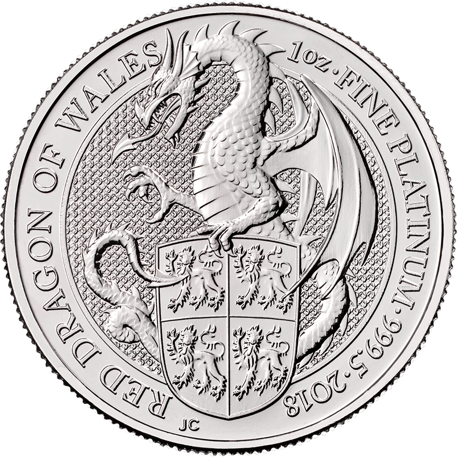 The Queen's Beasts 2018 Red Dragon 1 oz Platinum Bullion Coin