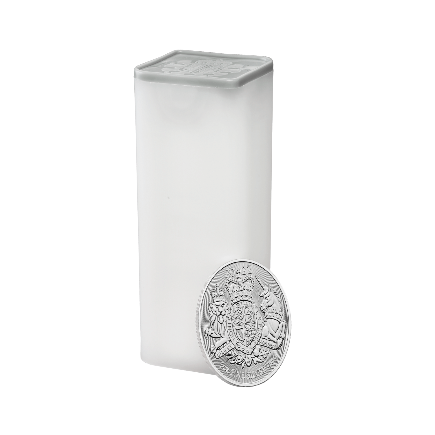SH The Royal Arms 2022 1oz Silver Twenty Five Bullion Coin Tube