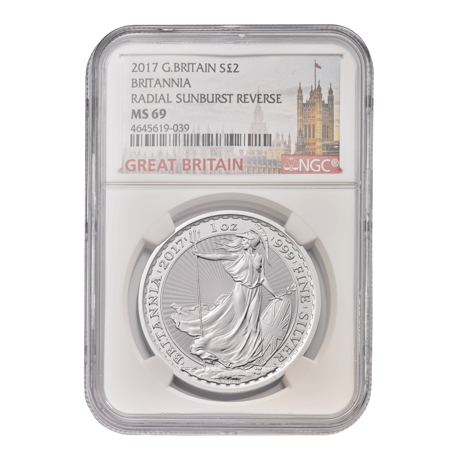 Graded Britannia 2017 1oz Silver Coin MS69