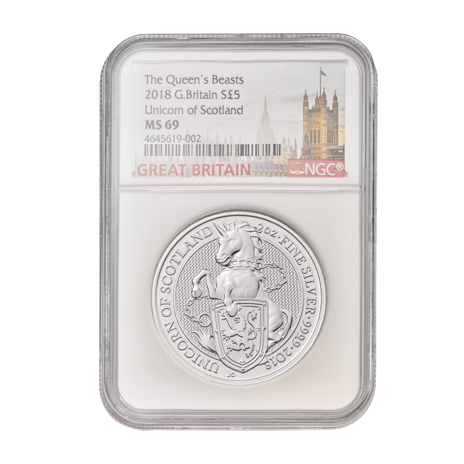 2018 Silver 2oz Queen's Beast Unicorn of Scotland Bullion Coin MS69