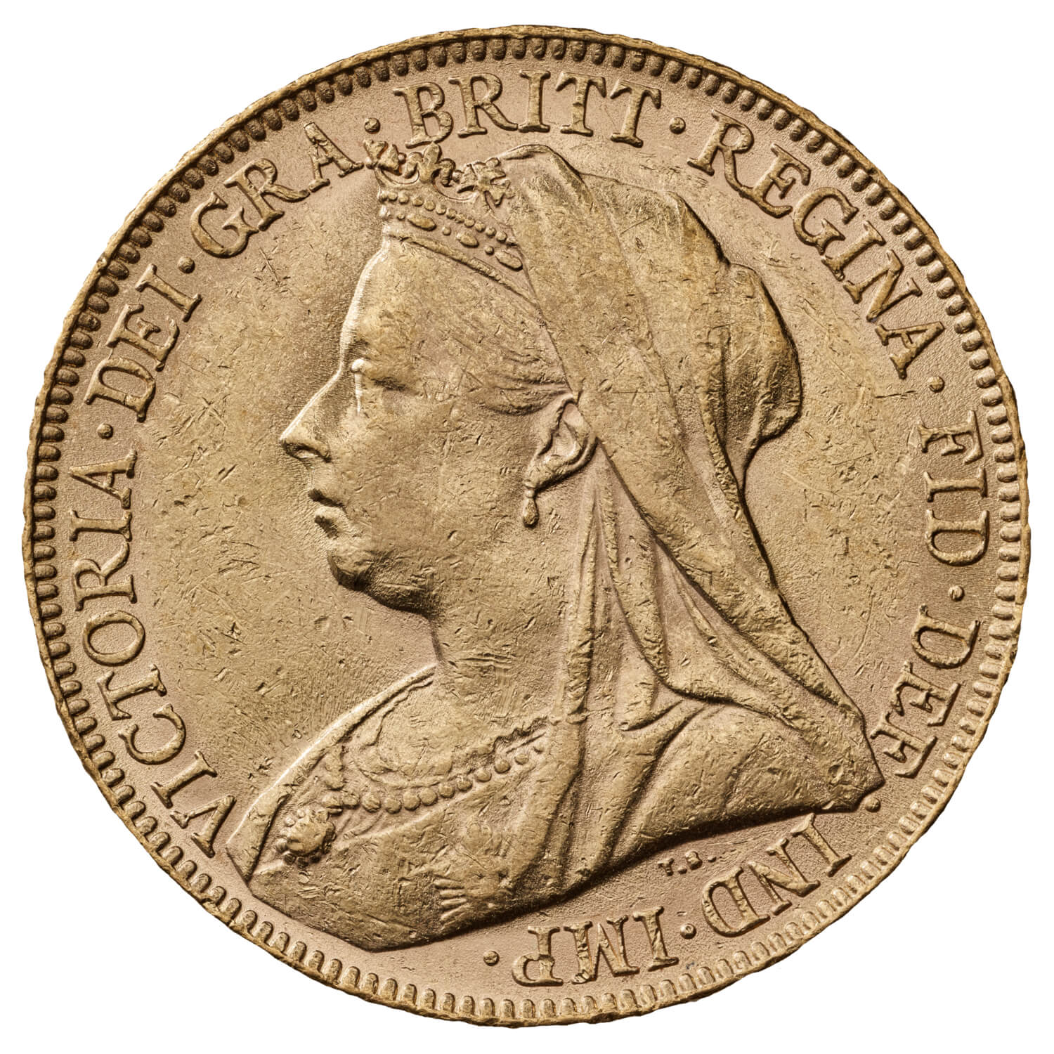 1900 Victoria Single Sovereign St George Old Veiled Head - London