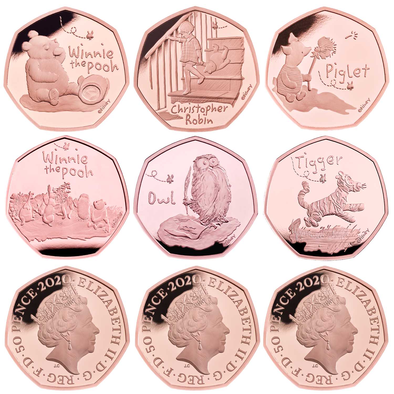 The Winnie the Pooh and Friends 2020 UK Gold Proof Nine-Coin Series