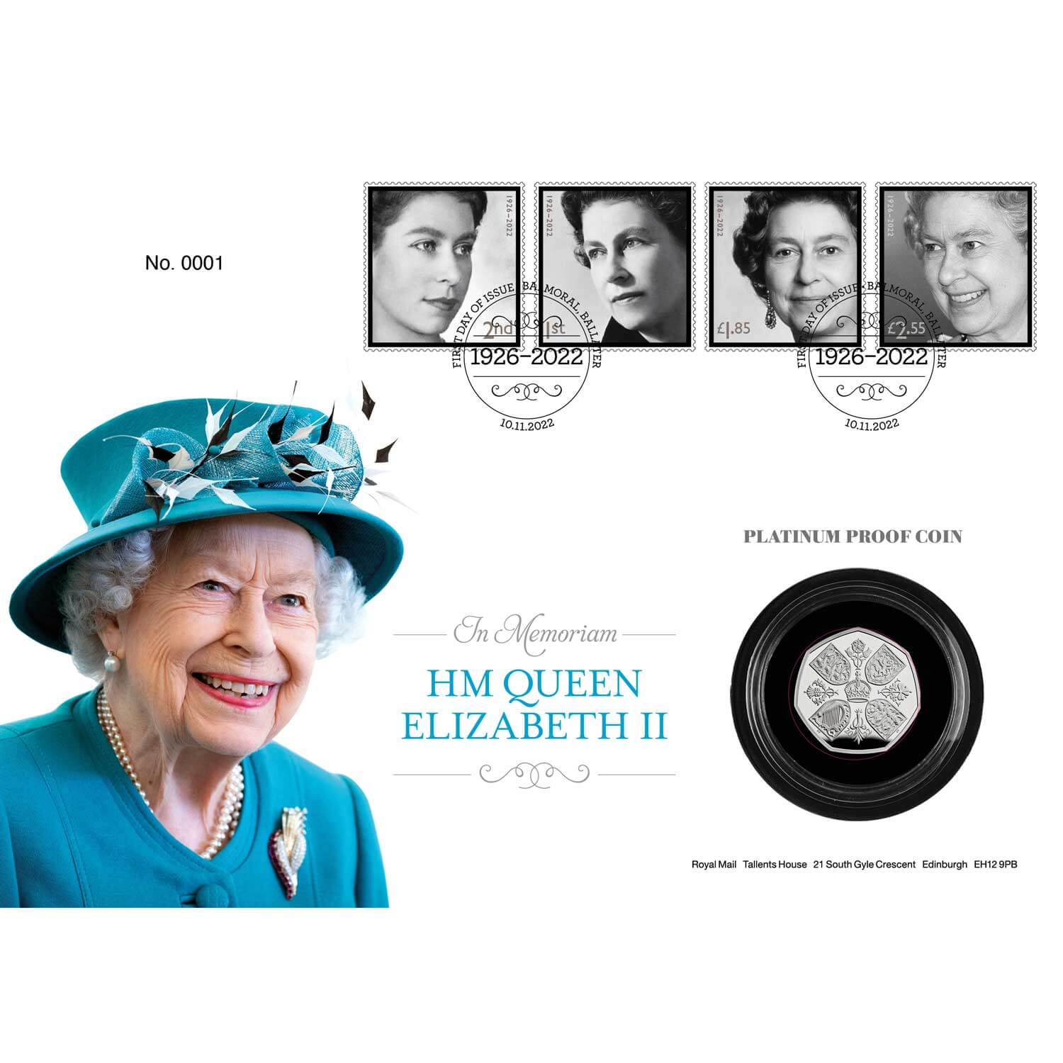 Her Majesty The Queen Platinum Proof 50p Coin Cover