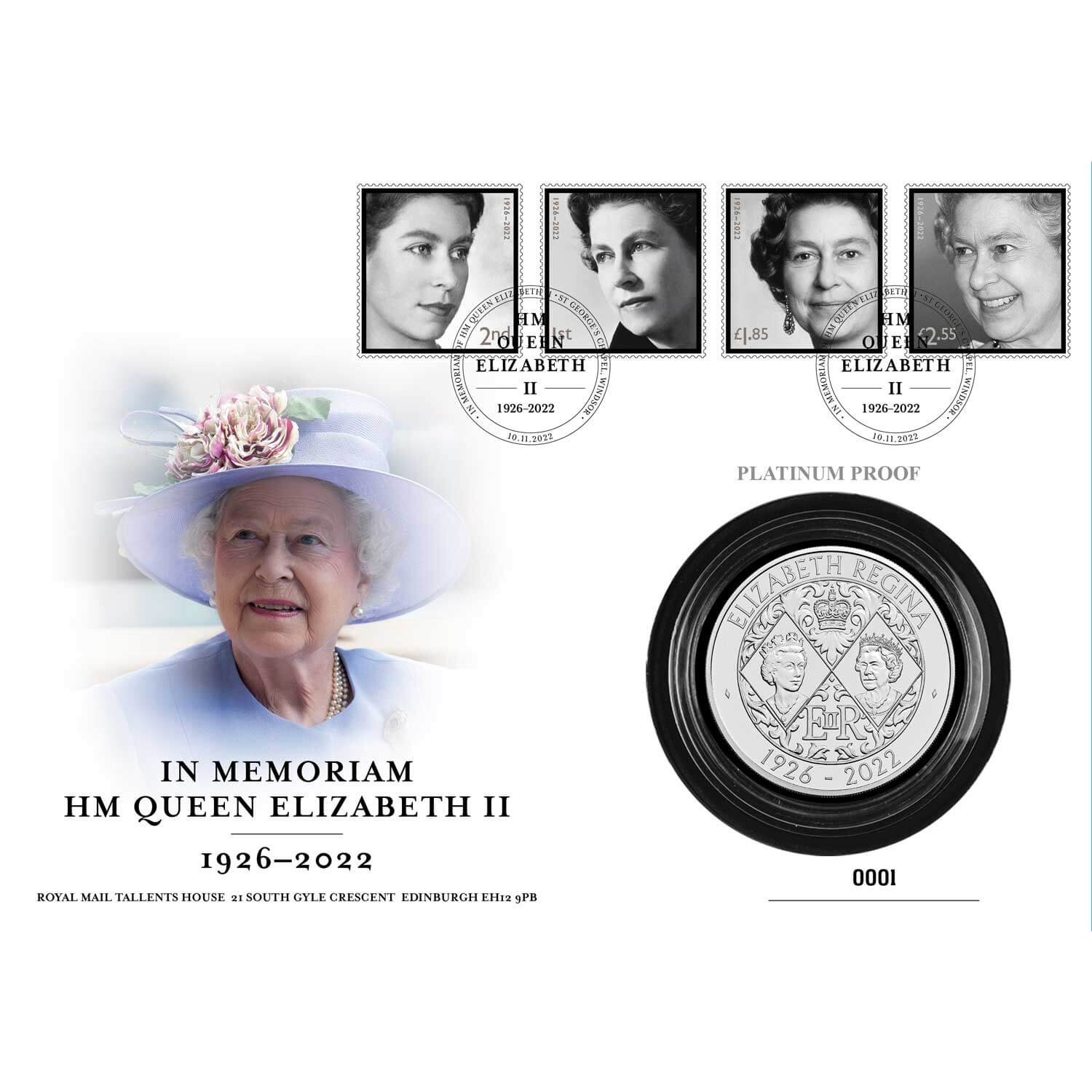 Her Majesty Queen Elizabeth II 2022 UK £5 Platinum Proof Coin Cover