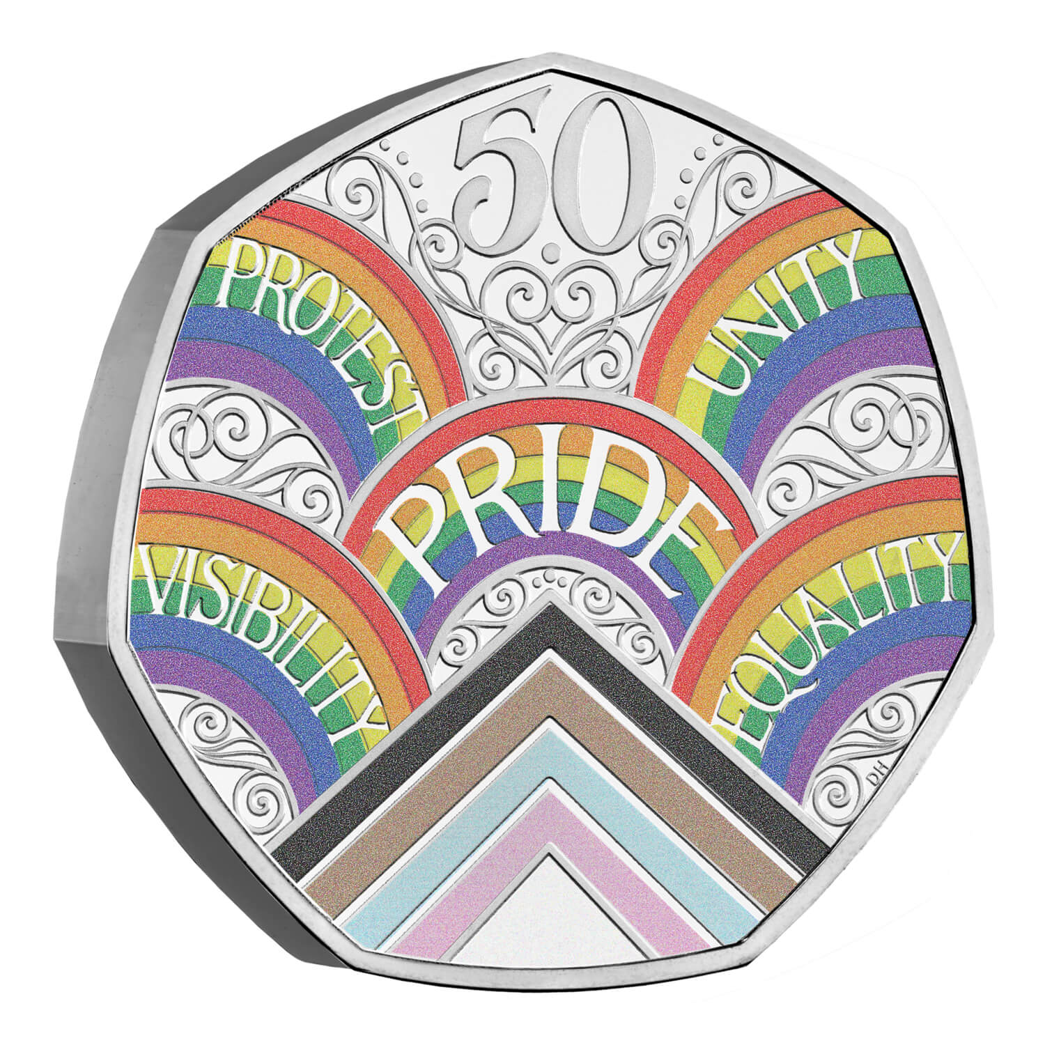 50 Years of Pride 2022 UK 50p Silver Piedfort Proof Coloured Coin