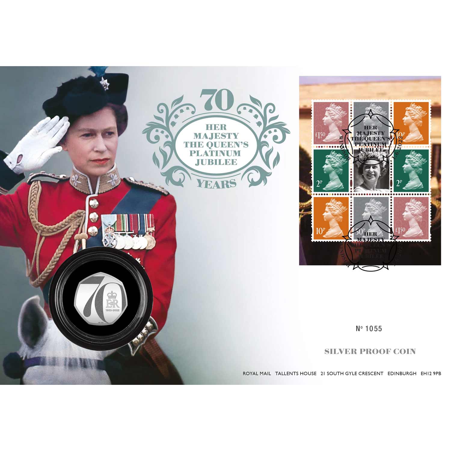 The Platinum Jubilee of Her Majesty The Queen 2022 UK 50p Silver Proof Coin Cover