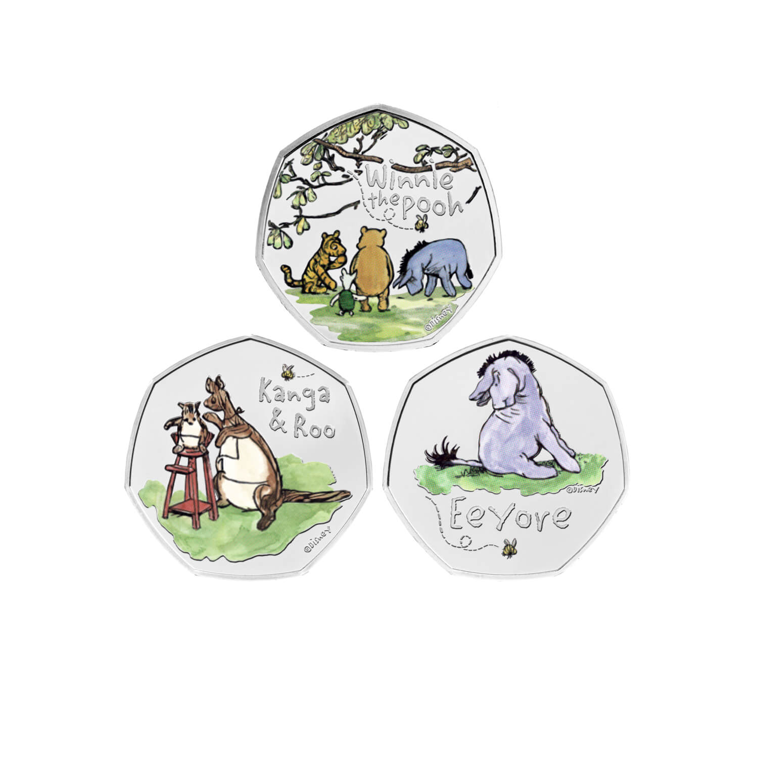 Winnie the Pooh & Friends 2022 UK 50p Brilliant Uncirculated Coin 3 Coin Series