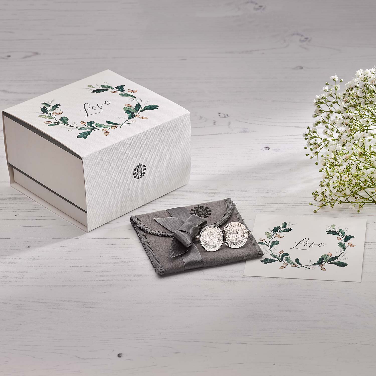Sterling Silver 2019 Sixpence Cufflinks in Sprig Gift Box