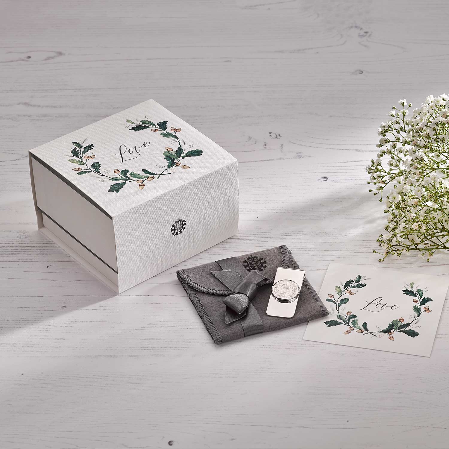 Sterling Silver Sixpence Money Clip in Sprig Gift Box