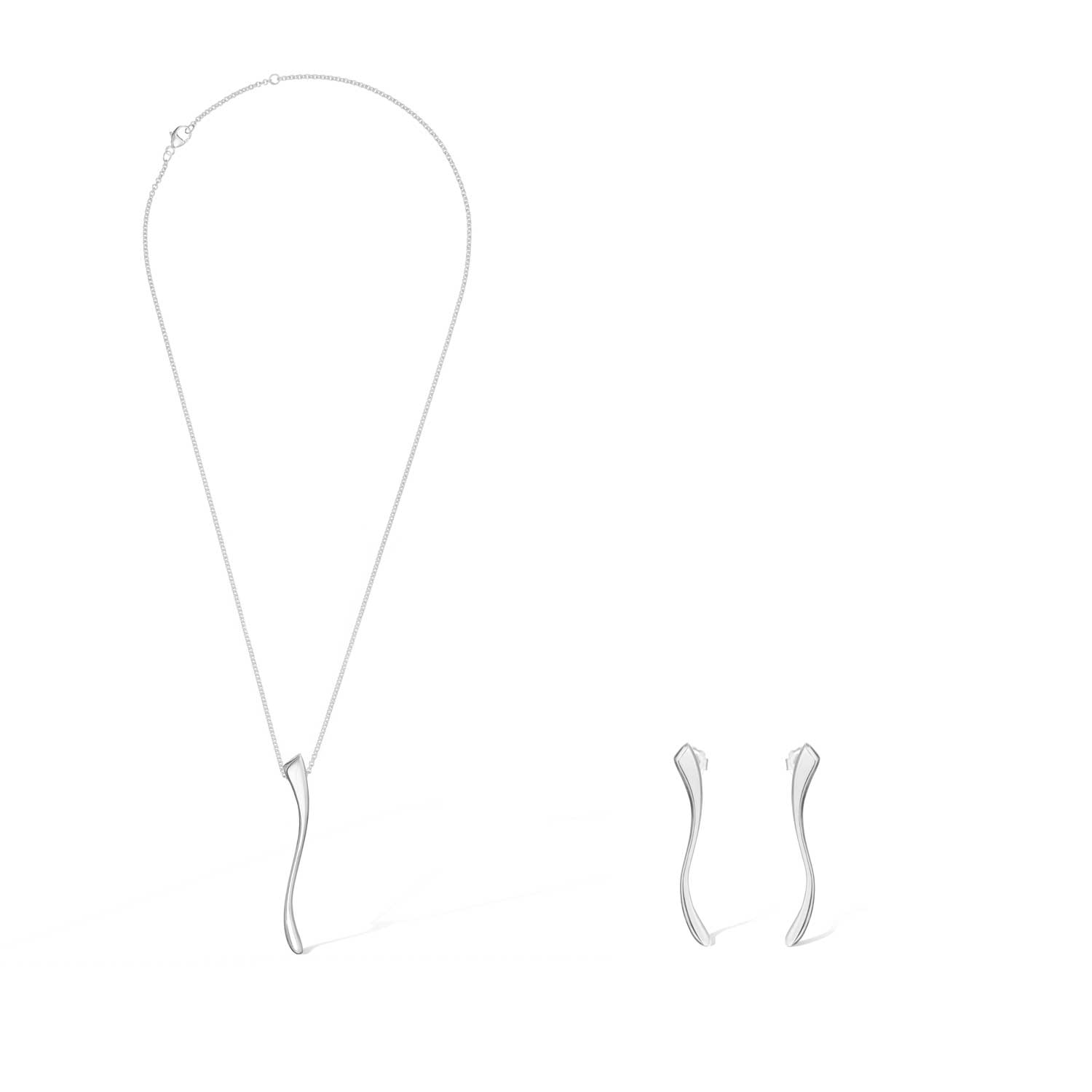 Molten Ingot Sterling Silver Pendant and Drop Earrings Christmas Gift Set
