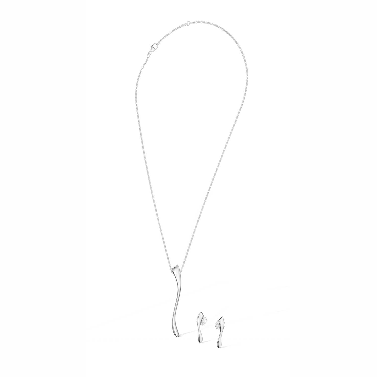 Molten Ingot Sterling Silver Pendant and Stud Earrings Christmas Gift Set