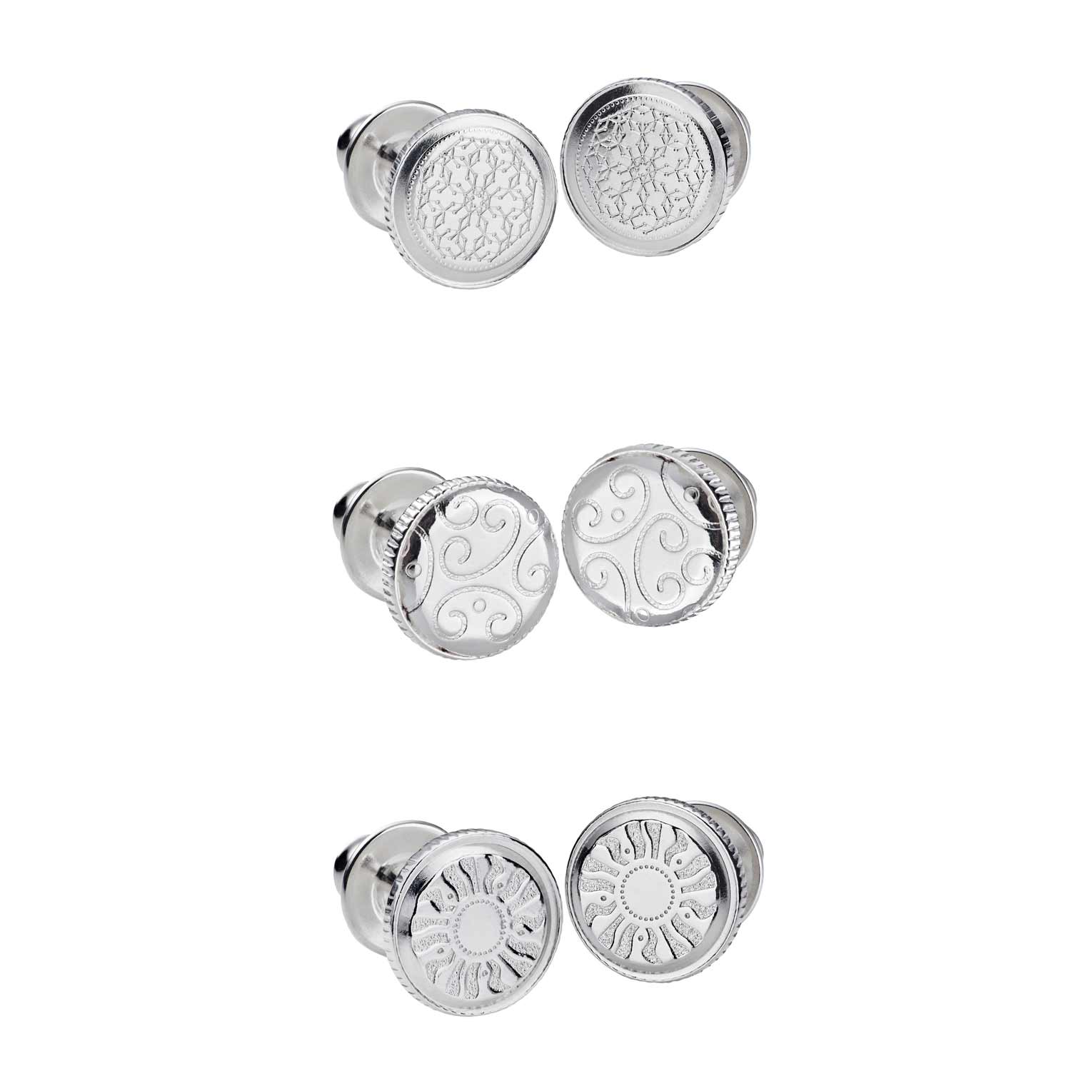 Sterling Silver Motto Earrings Collection (Gift Set of 3)