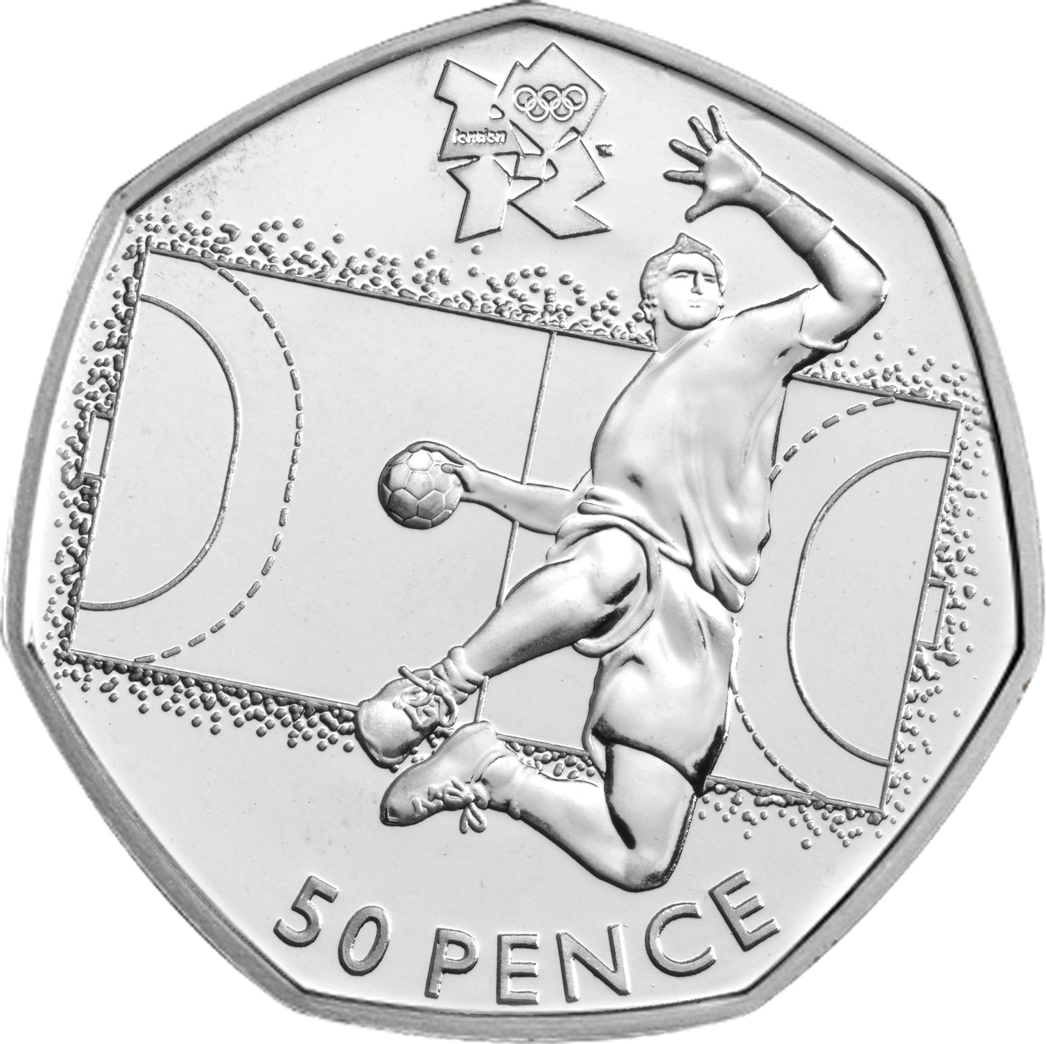 2011 Elizabeth II London Olympic Handball 50p Coin