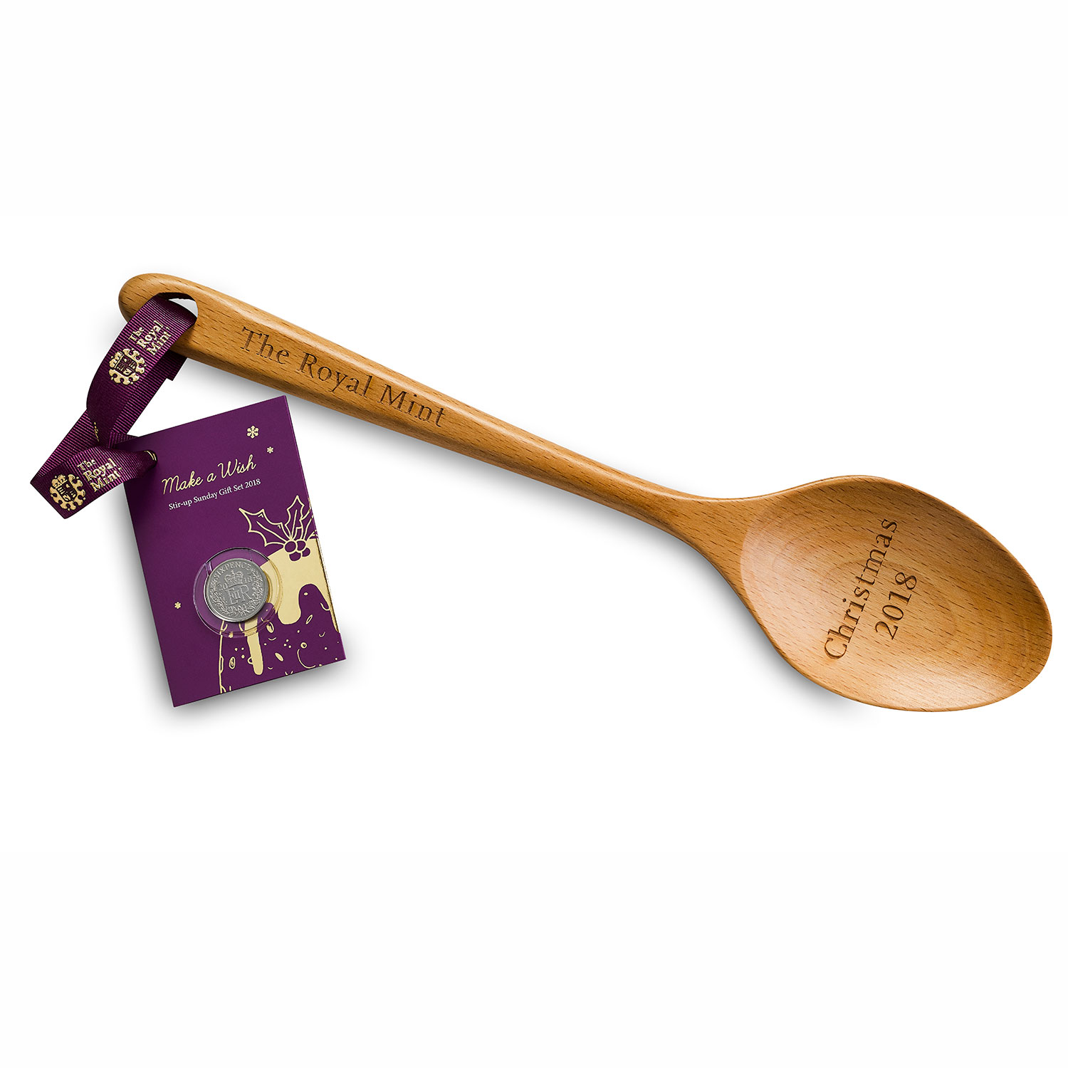 The Christmas Silver Six Pence and Wooden Spoon Set 2018
