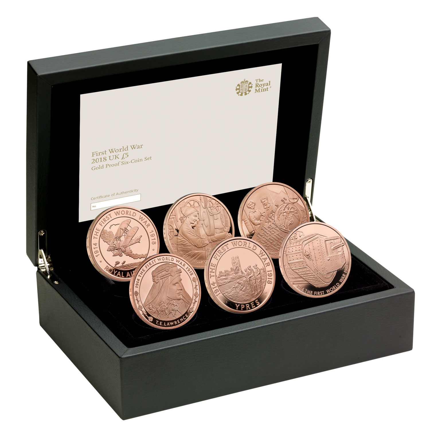 First World War Centenary 2018 UK £5 Gold Proof Six-Coin Set 