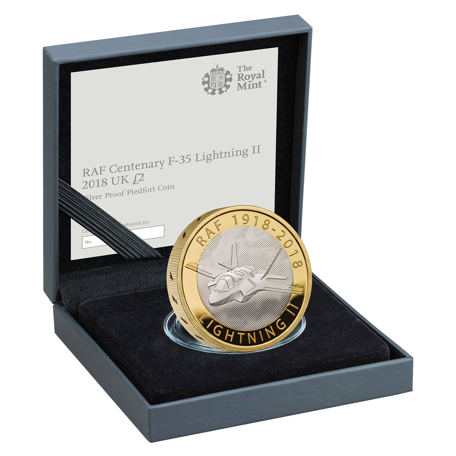 RAF Centenary F-35 Lightning II 2018 UK £2 Silver Proof Piedfort Coin 