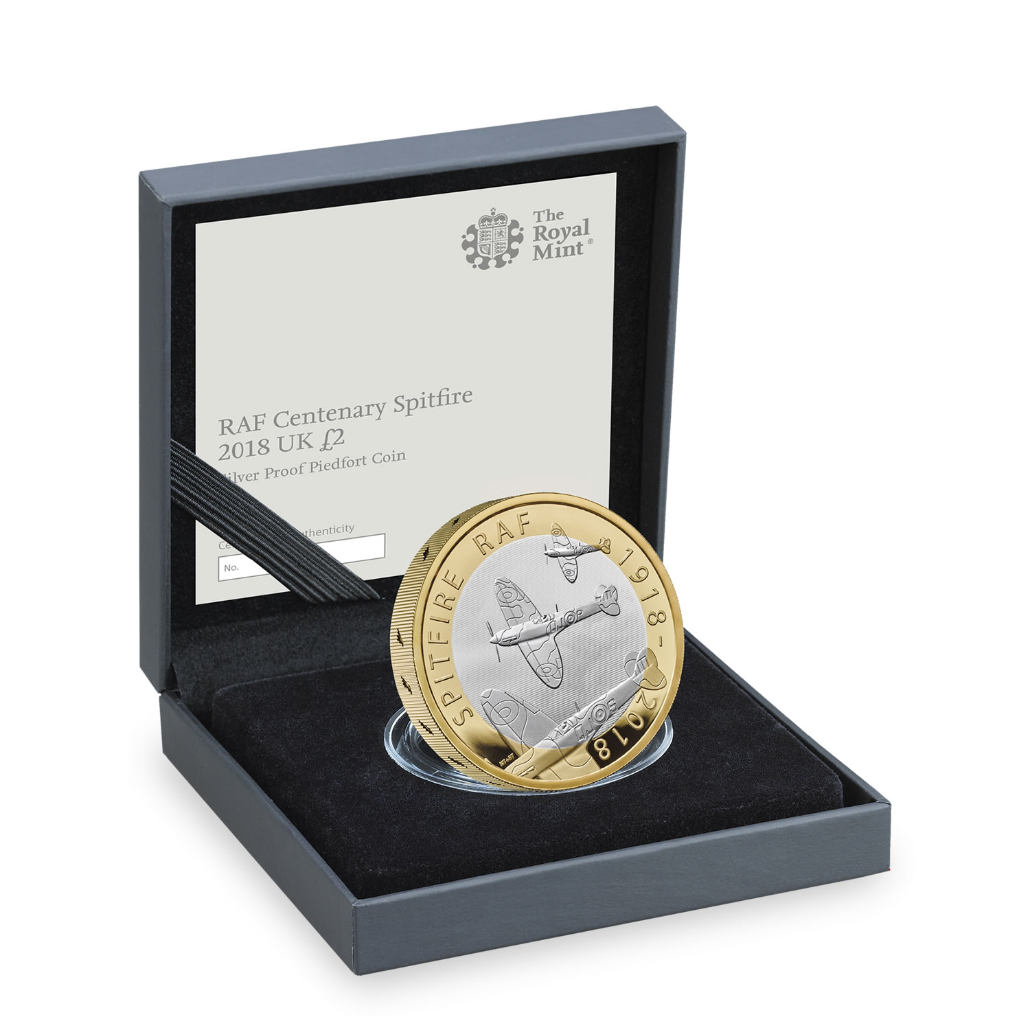 RAF Centenary Spitfire 2018 UK £2 Silver Proof Piedfort Coin