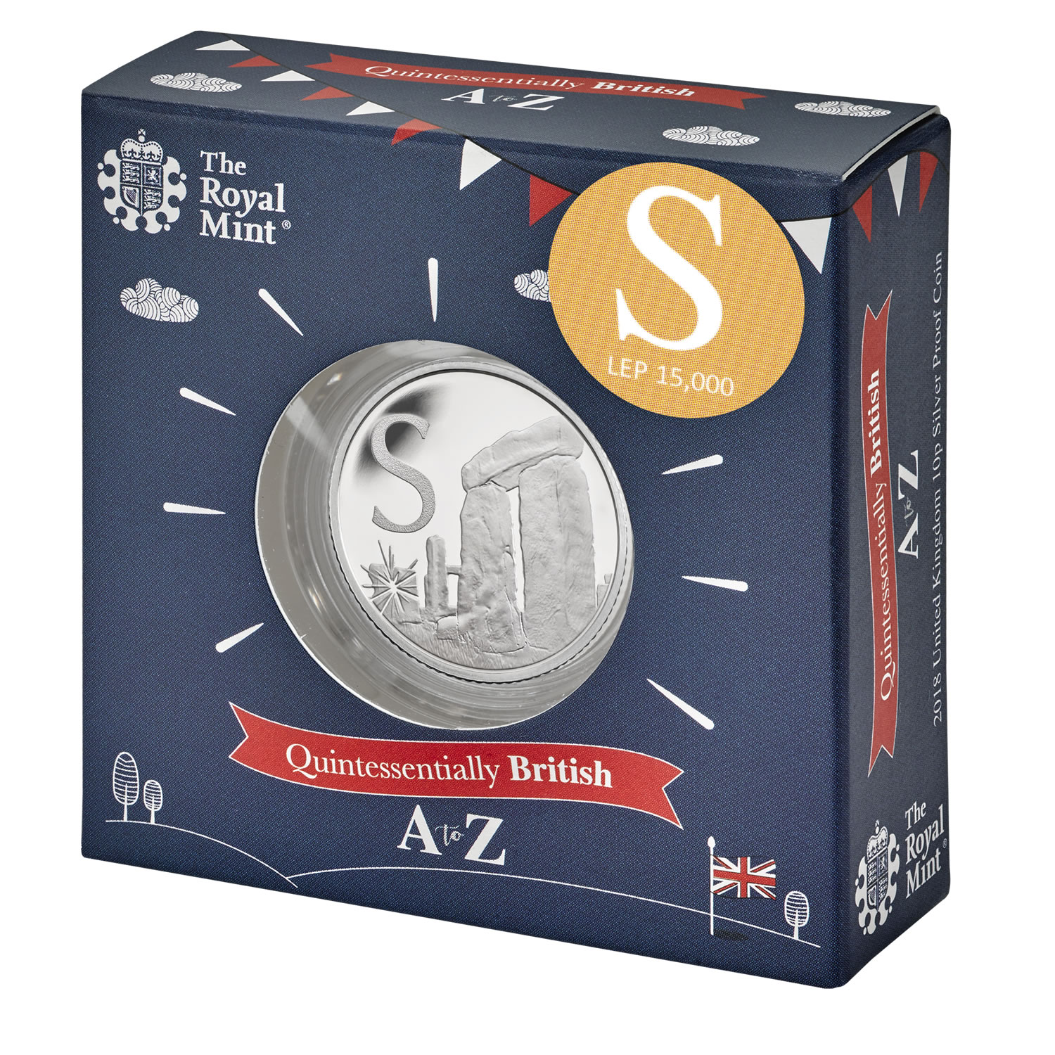 Stonehenge 2018 UK 10p Silver Proof Coin in Acrylic Block