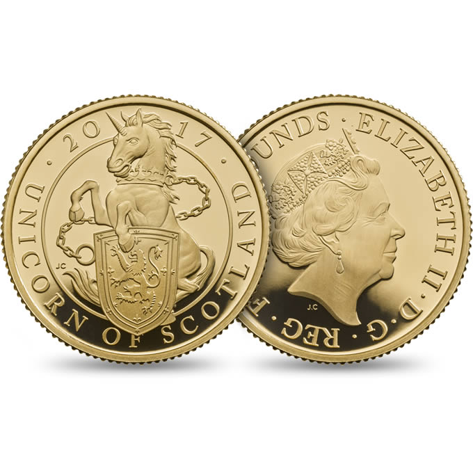 2017 Elizabeth II Queen's Beasts Unicorn of Scotland Gold Proof Quarter-Ounce Coin