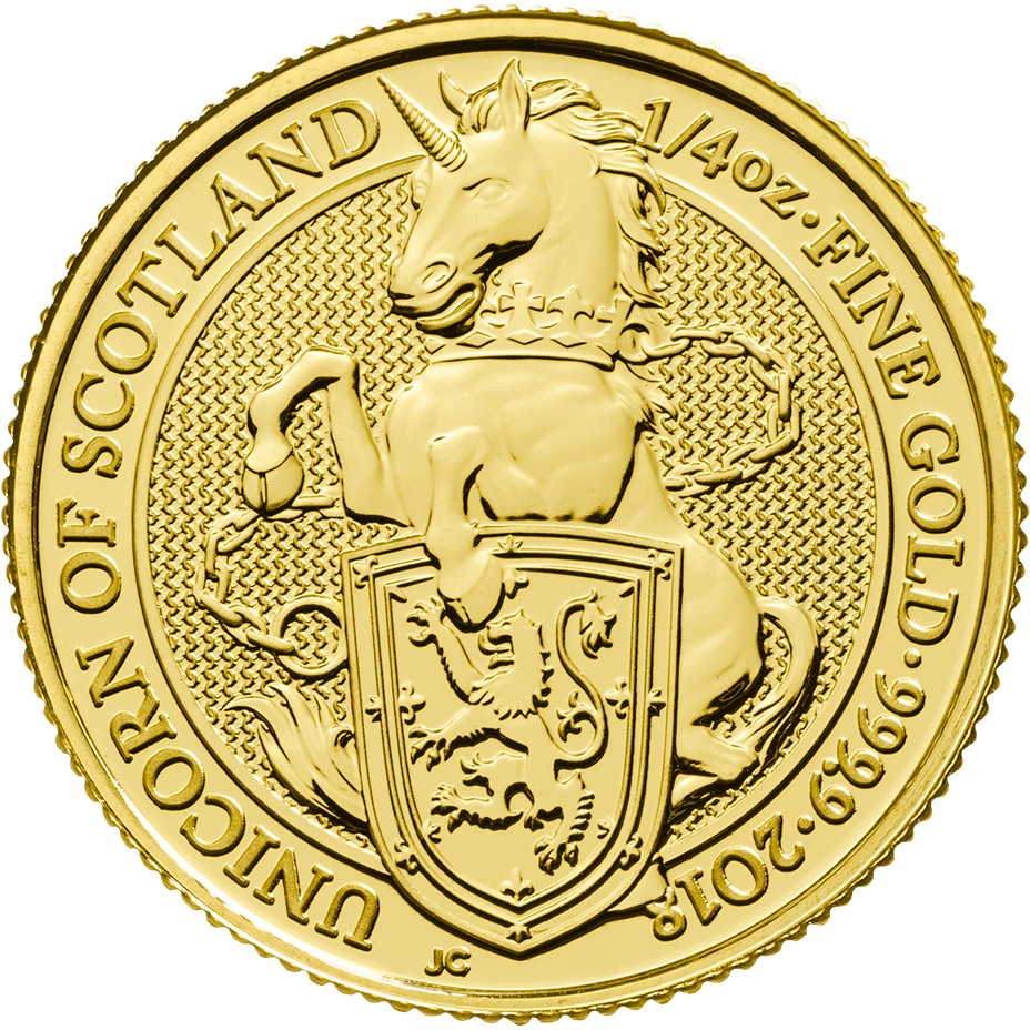 The Queen's Beasts 2018 - The Unicorn of Scotland Quarter Ounce Fine Gold Bullion Coin