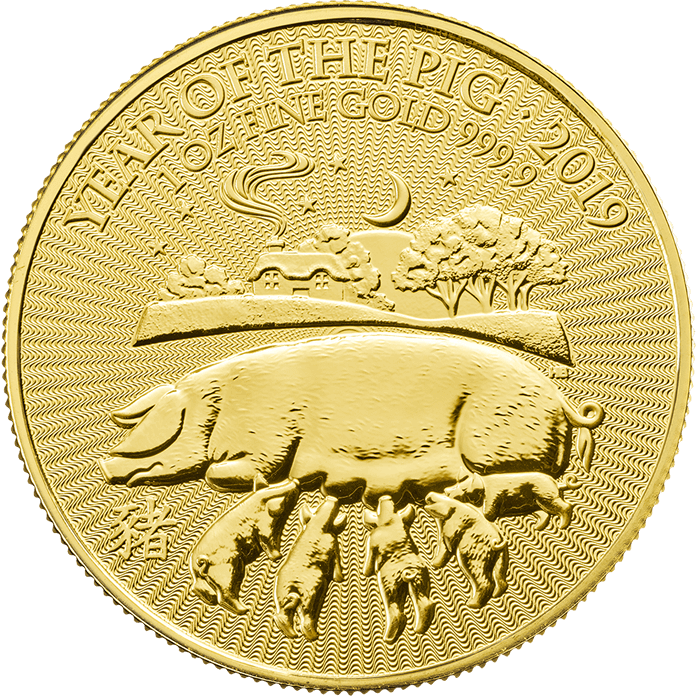 Lunar Year of the Pig 2019 One Ounce Gold Bullion Coin